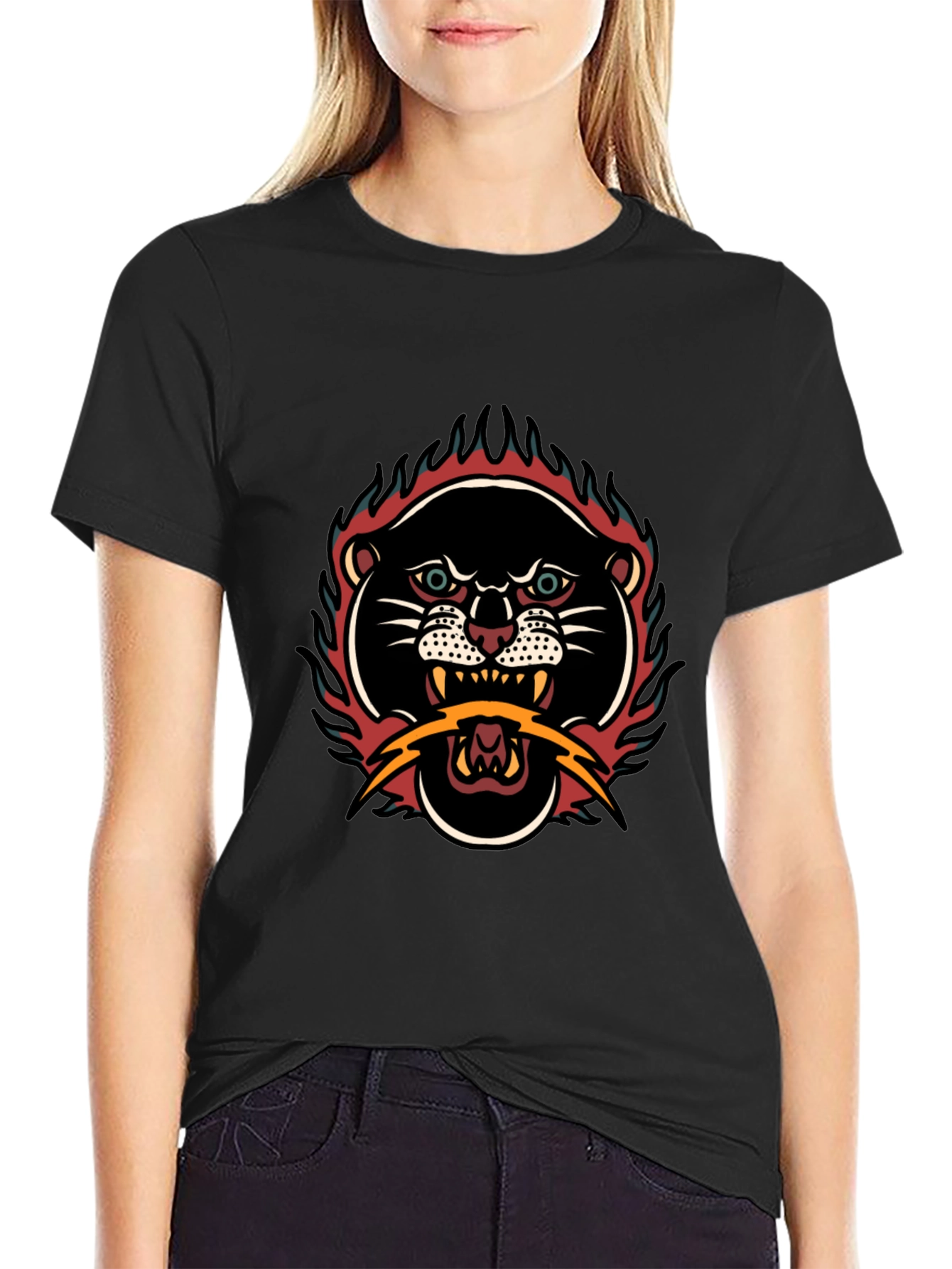 Retro Tattoo Style Panther Graphic Tee