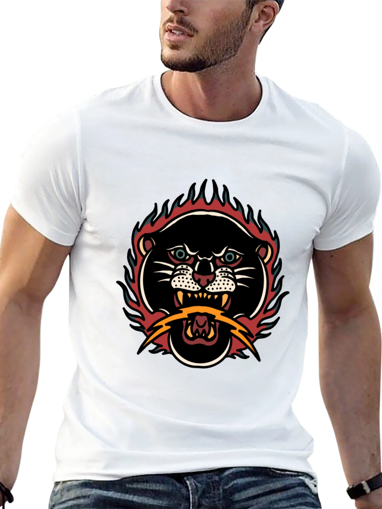 Retro Tattoo Style Panther Graphic Tee