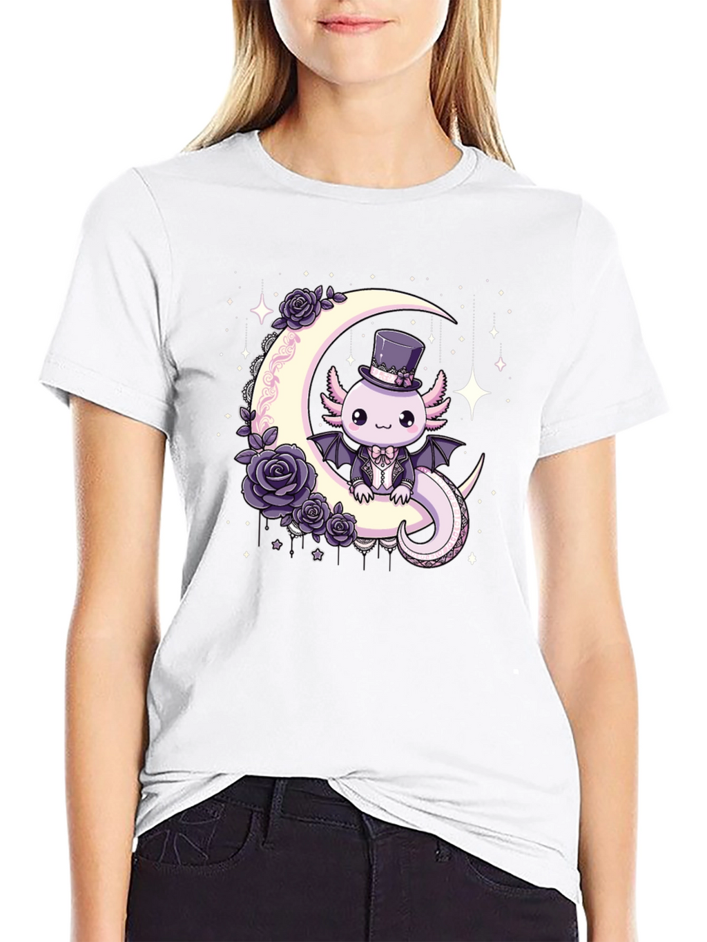 Gothic Axolotl Moon T-Shirt