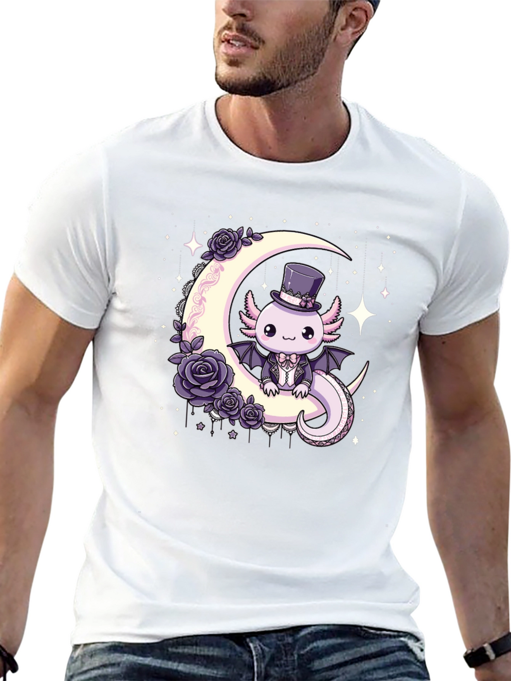 Gothic Axolotl Moon T-Shirt