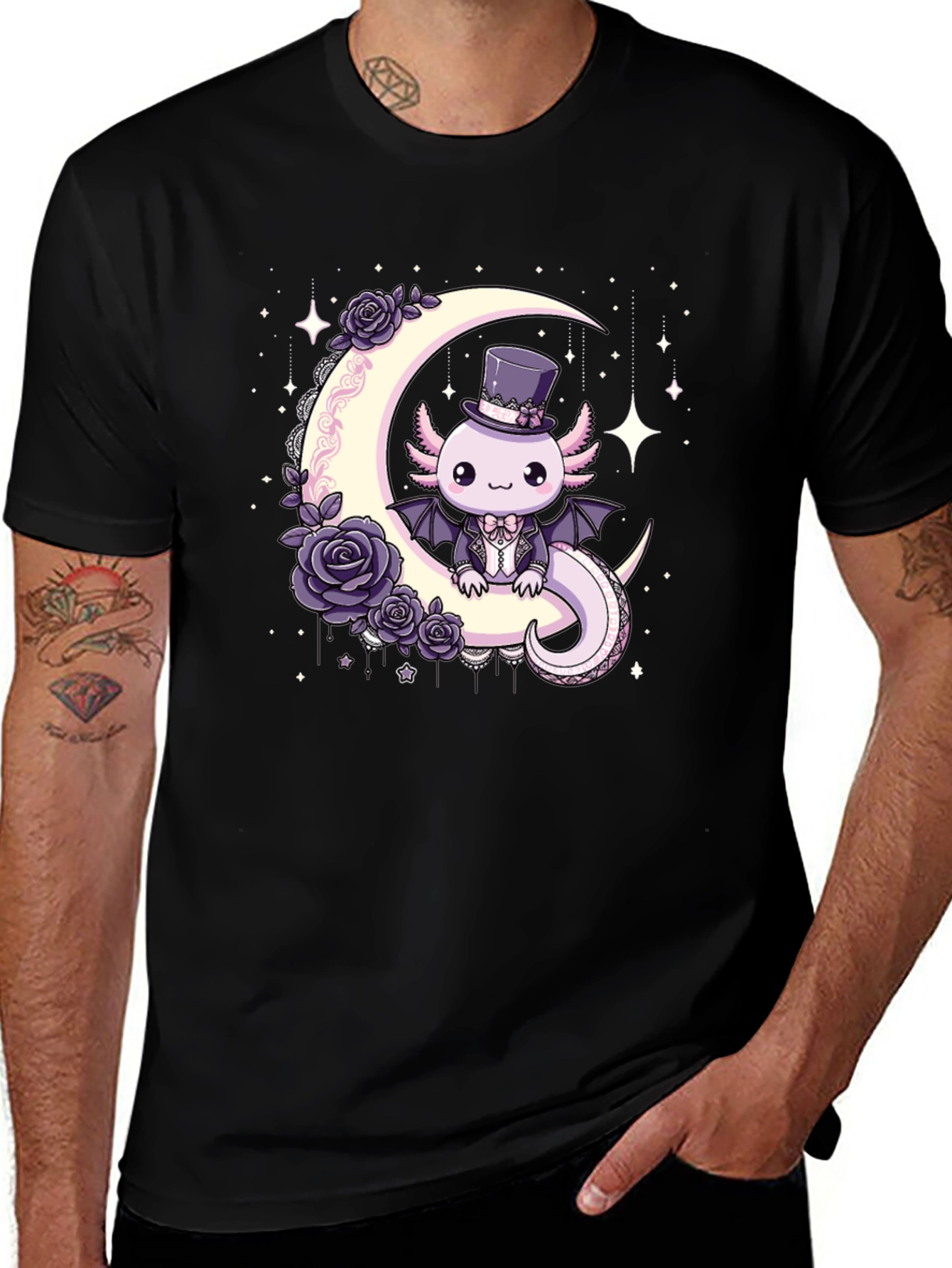 Gothic Axolotl Moon T-Shirt