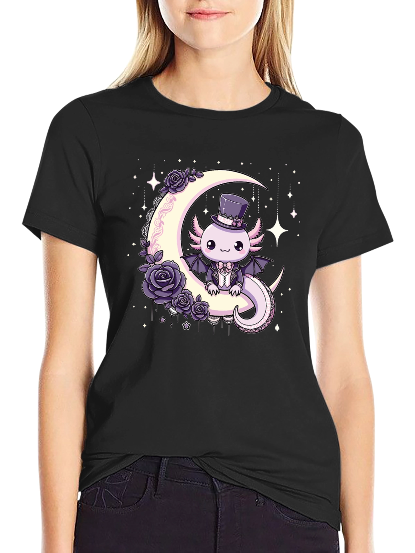 Gothic Axolotl Moon T-Shirt