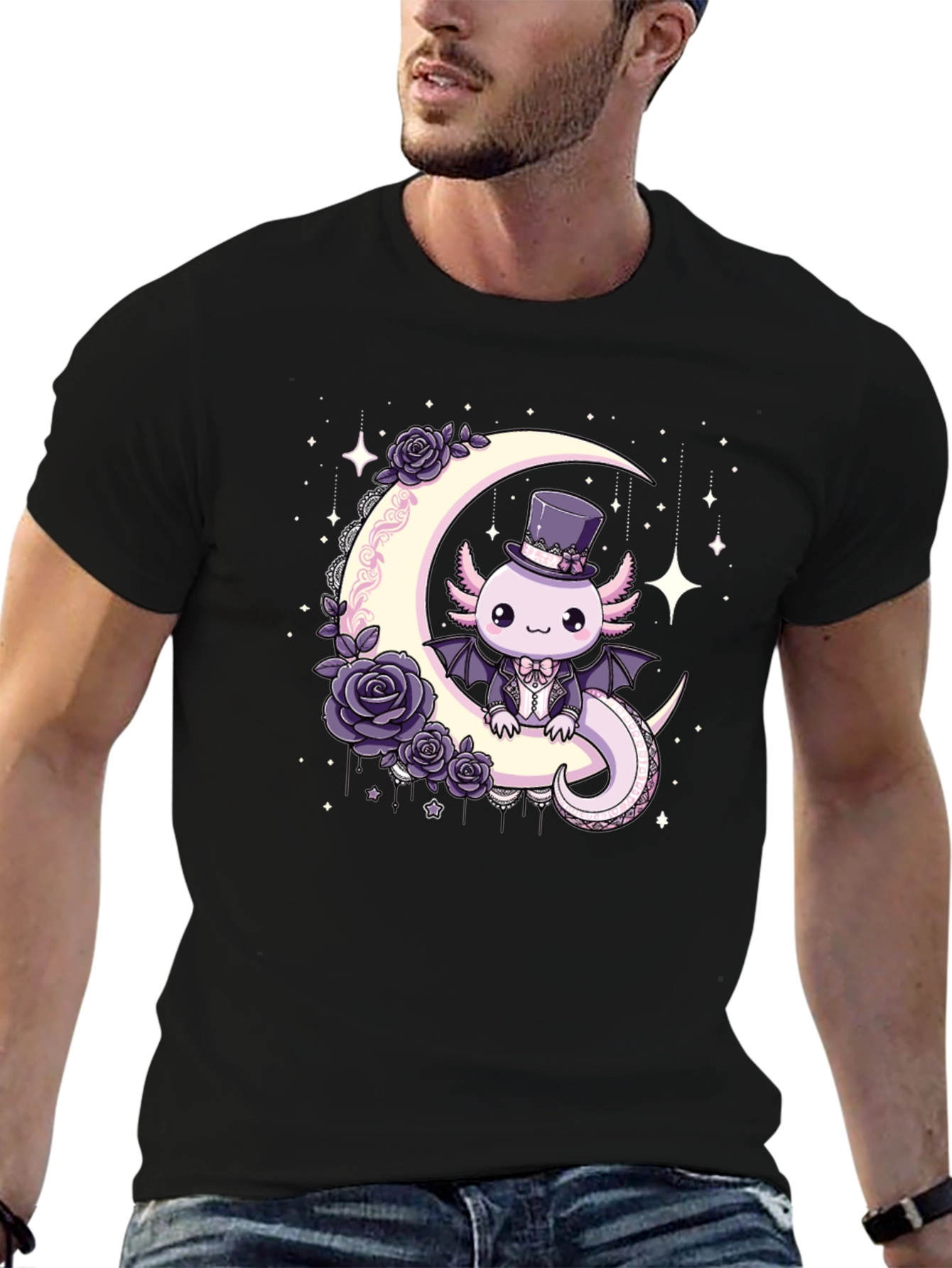 Gothic Axolotl Moon T-Shirt