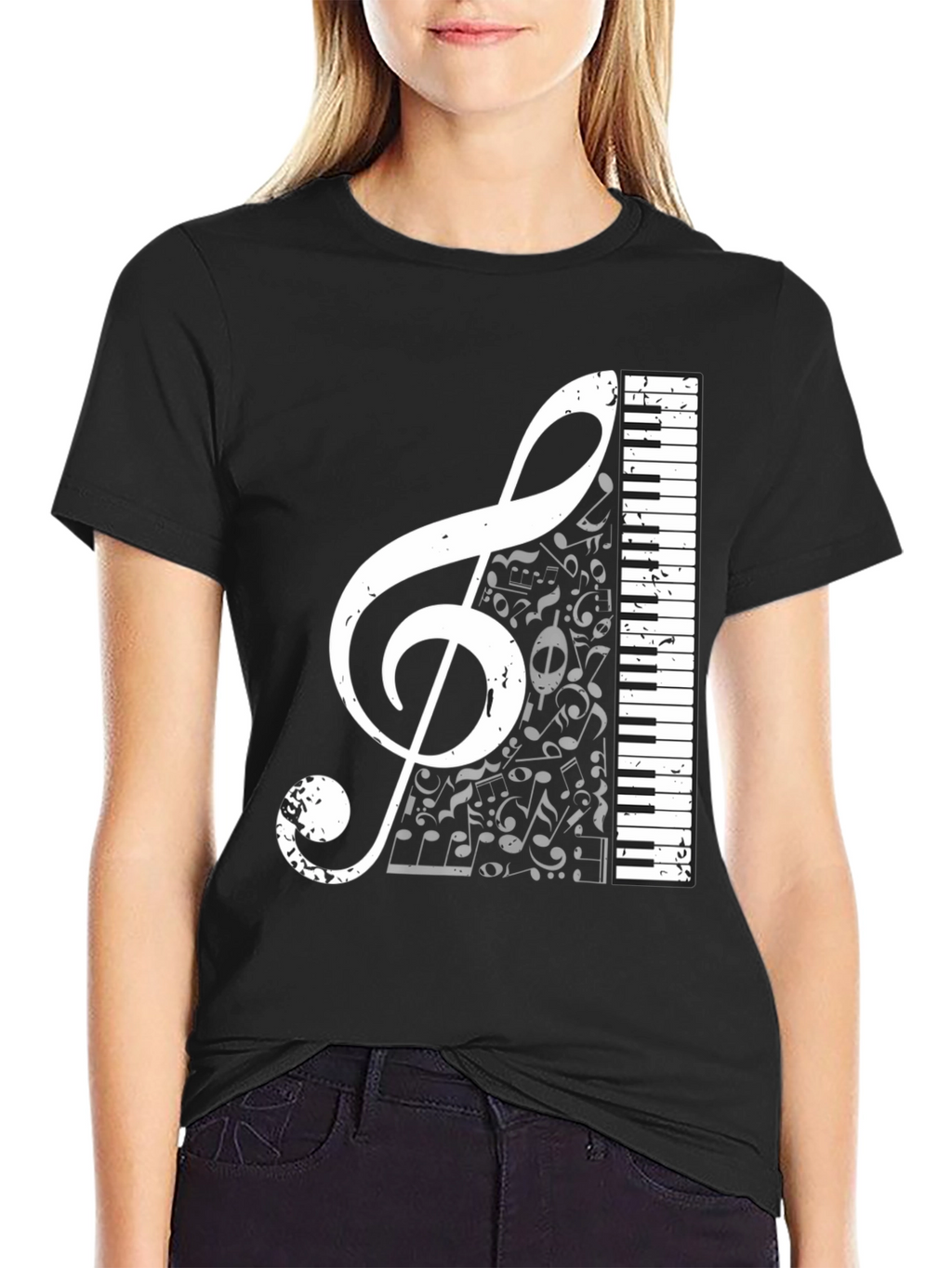 Musical Treble Clef & Keyboard Graphic Tee
