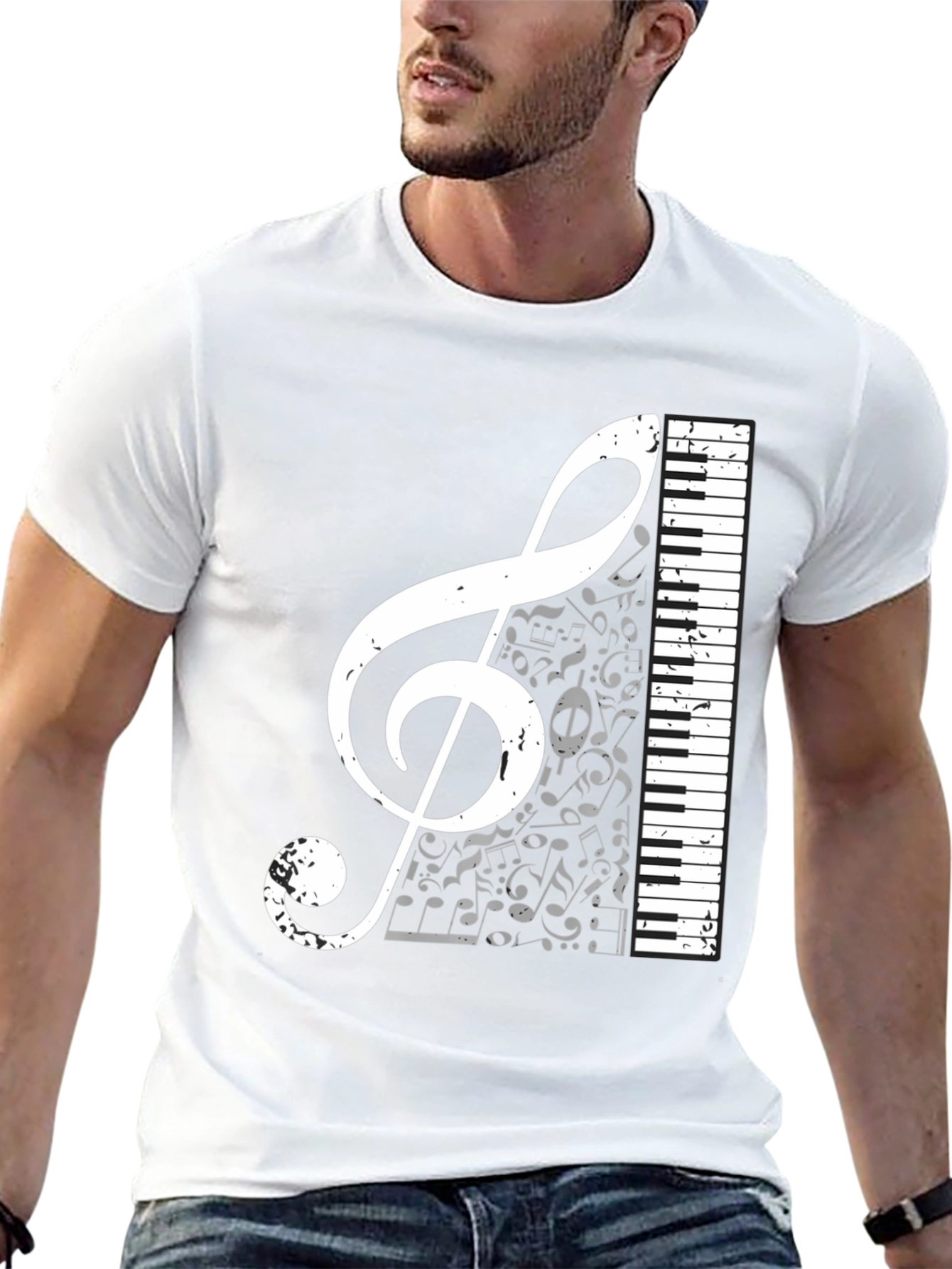 Musical Treble Clef & Keyboard Graphic Tee