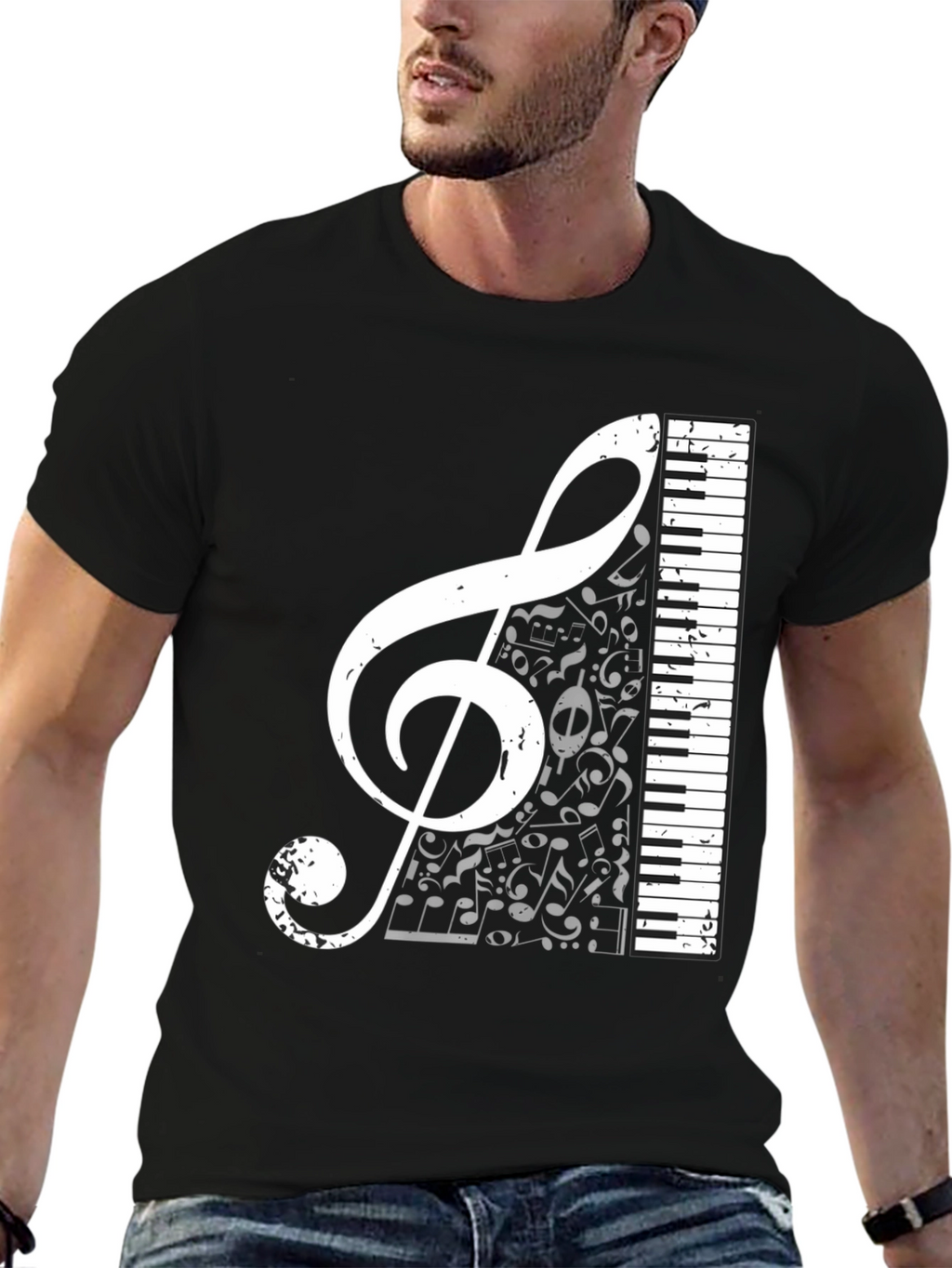 Musical Treble Clef & Keyboard Graphic Tee