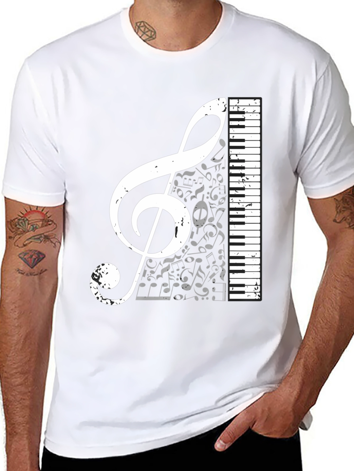 Musical Treble Clef & Keyboard Graphic Tee