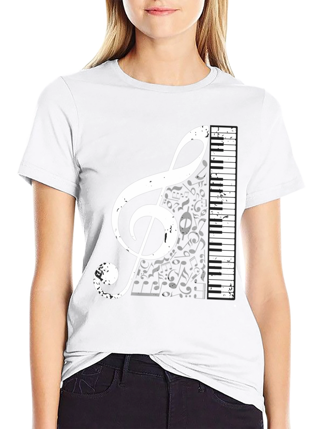 Musical Treble Clef & Keyboard Graphic Tee
