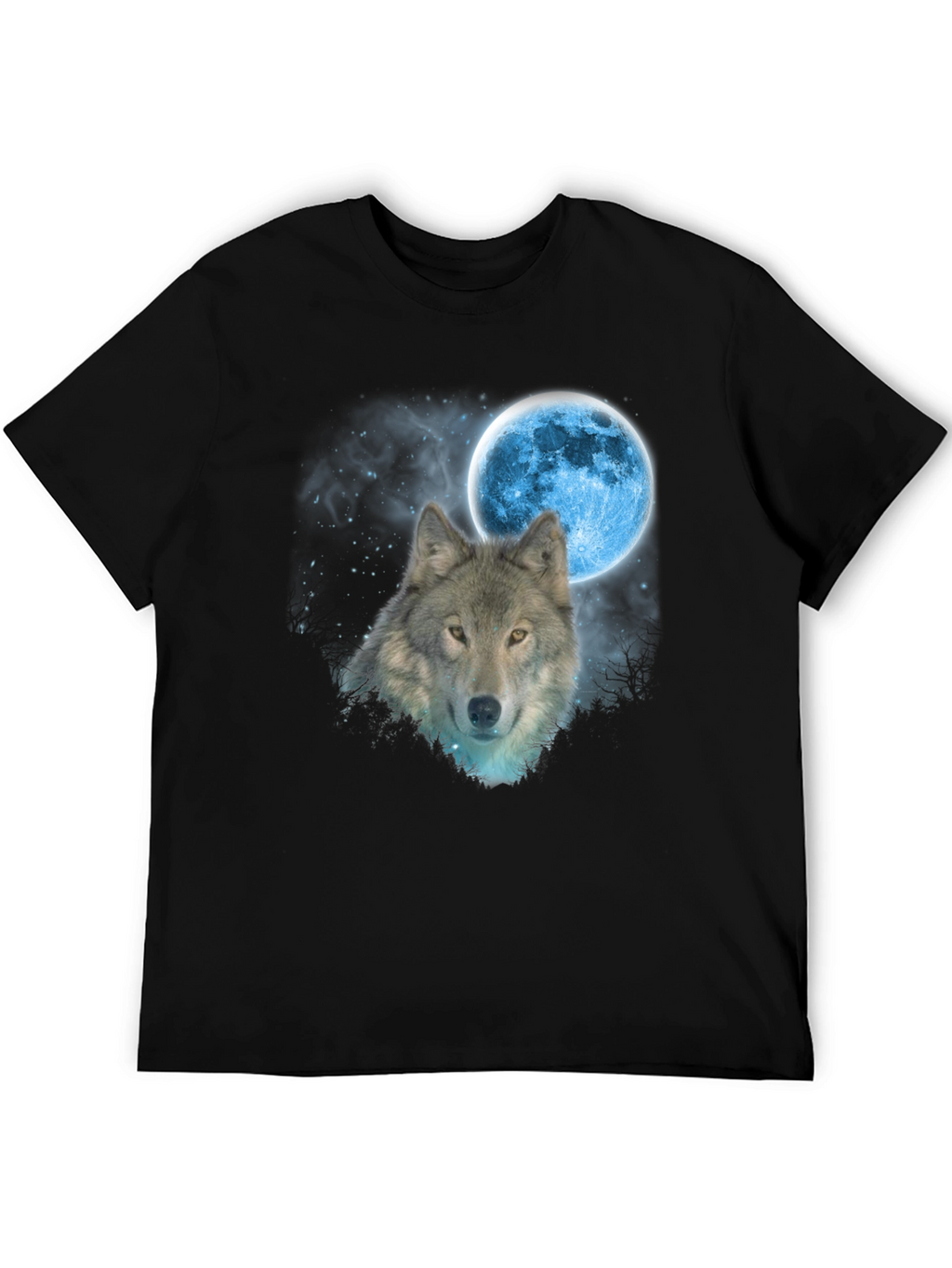 Wolf Moon Graphic T-Shirt - Black Cotton Blend