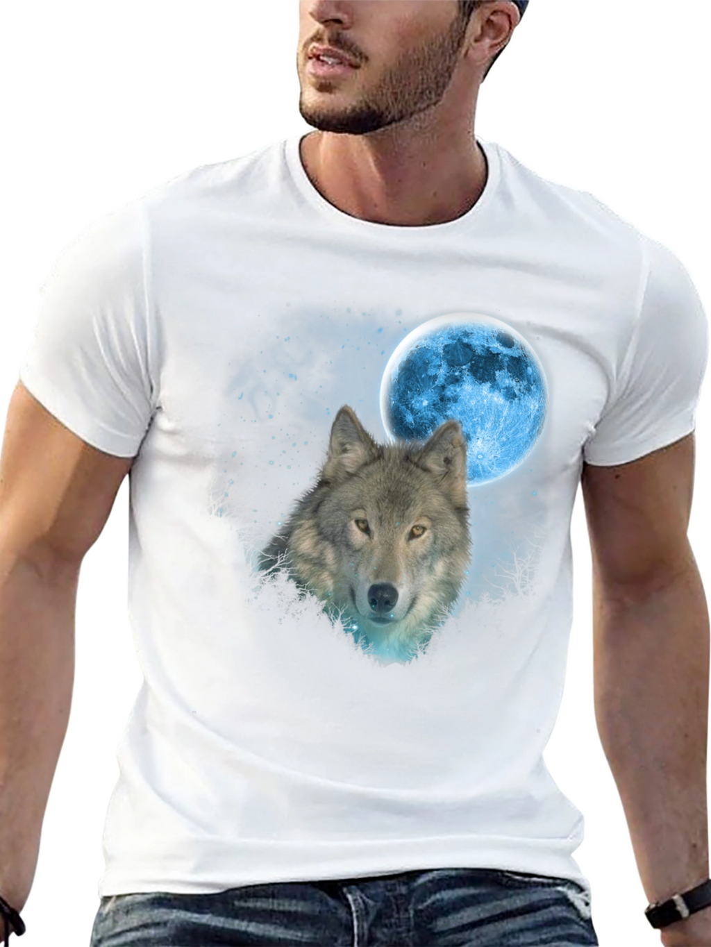 Wolf Moon Graphic T-Shirt - Black Cotton Blend