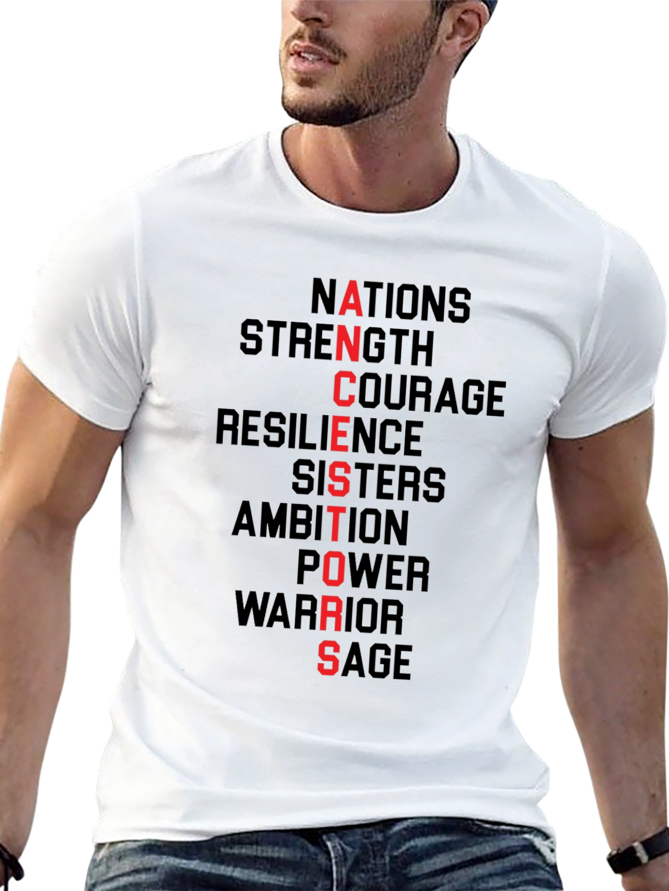 ANCESTORS Black Graphic Tee - Strength Courage Resilience