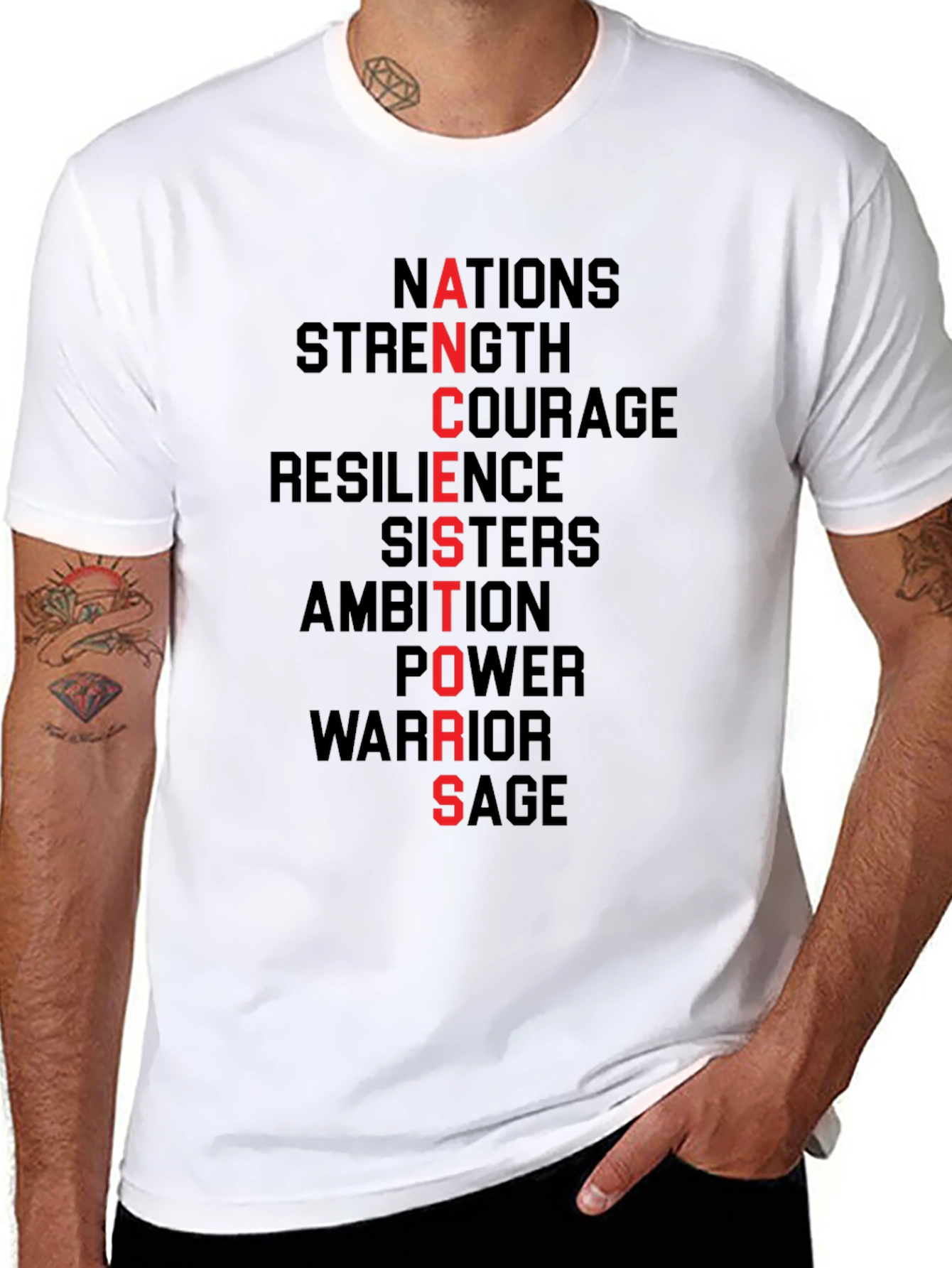 ANCESTORS Black Graphic Tee - Strength Courage Resilience