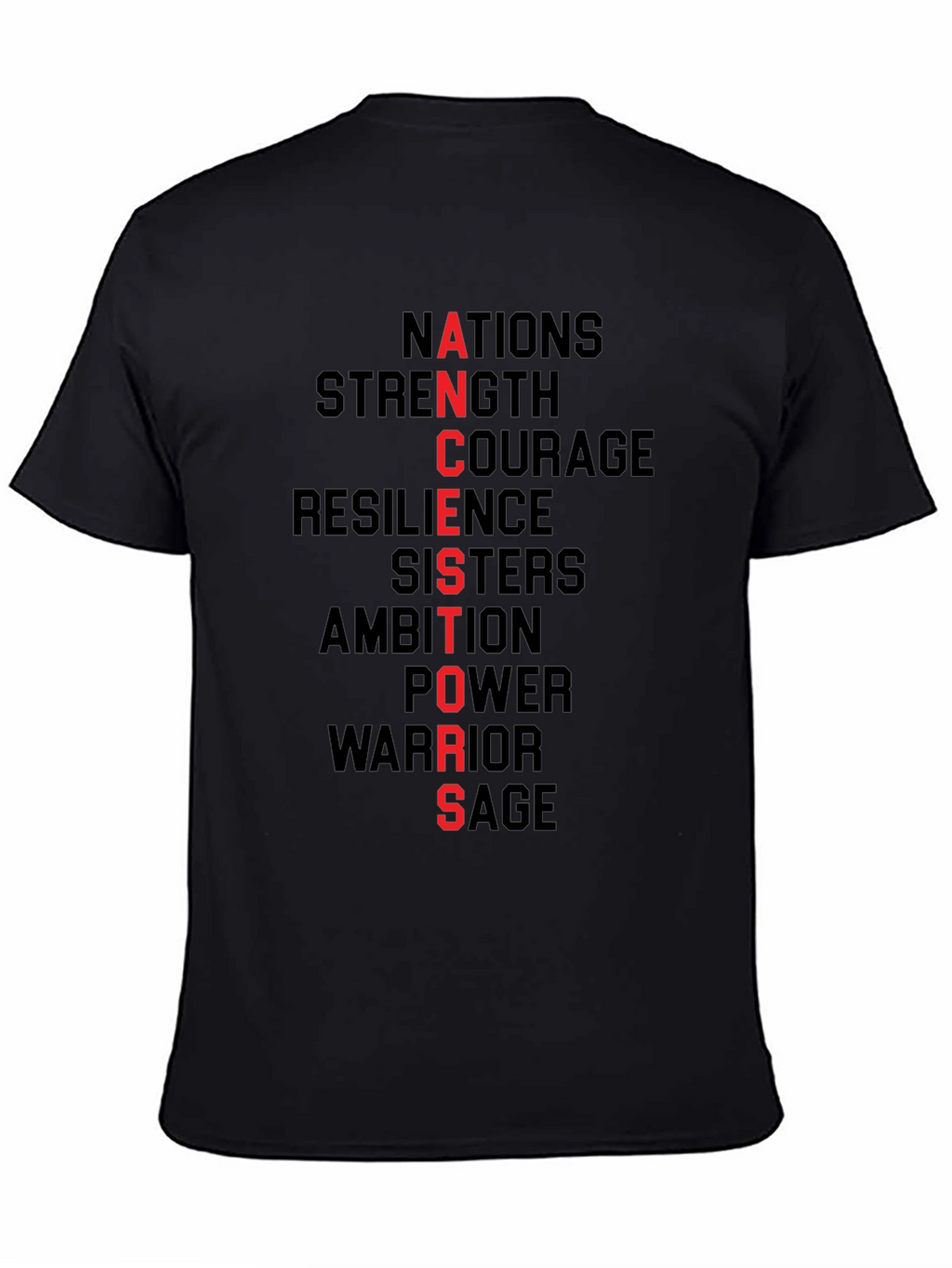 ANCESTORS Black Graphic Tee - Strength Courage Resilience