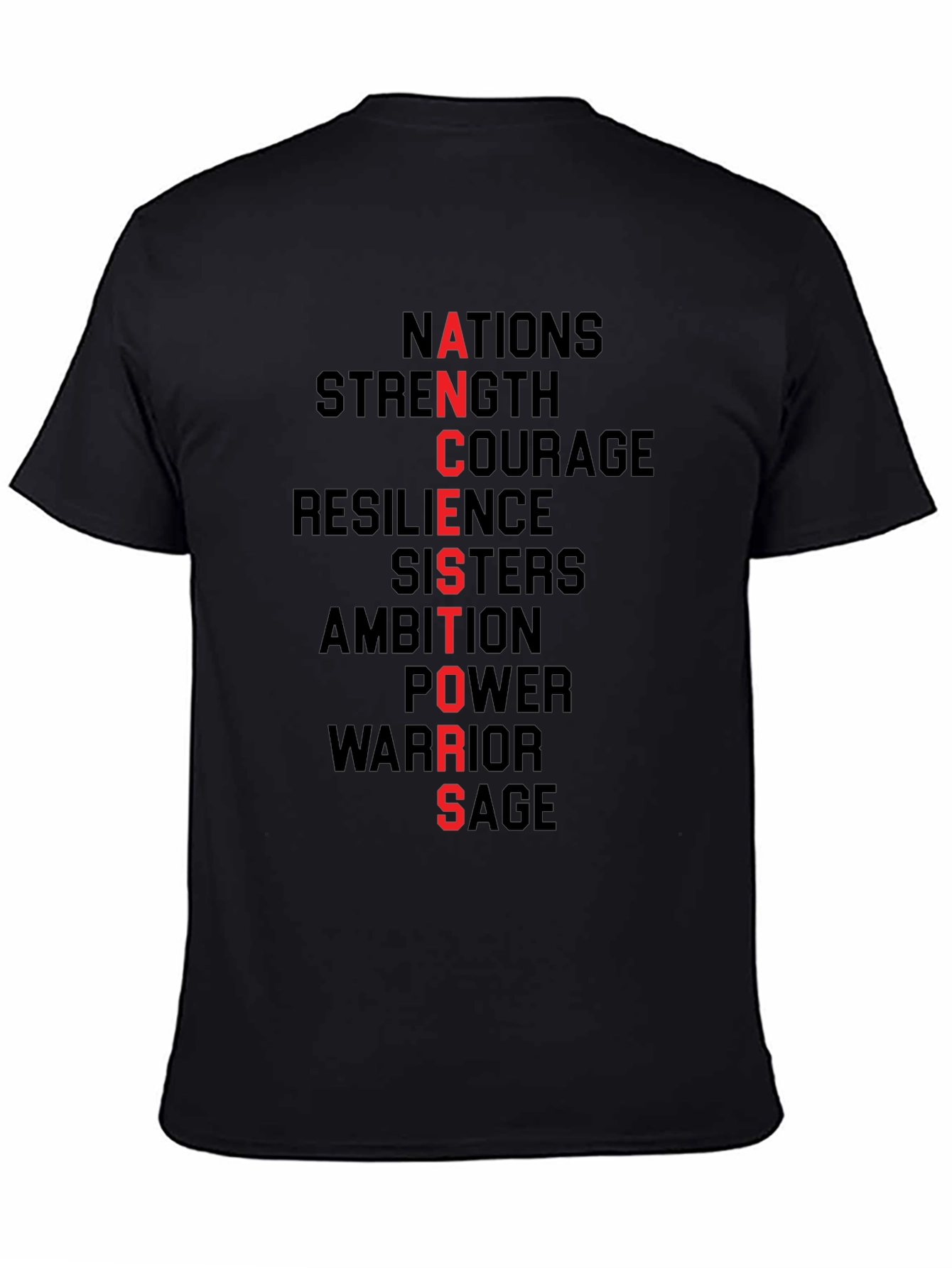ANCESTORS Black Graphic Tee - Strength Courage Resilience