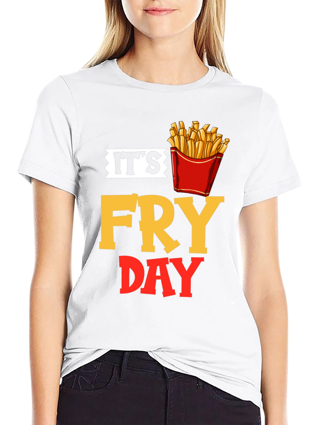 Its Fry Day Black T-Shirt - Foodie Fun!