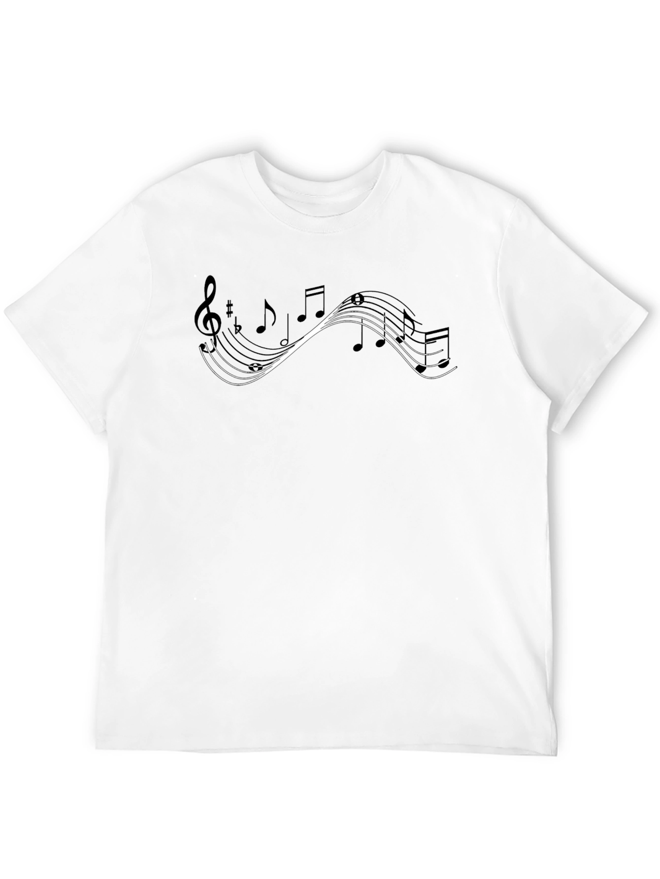 Musical Note Graphic Tee - Black Cotton Casual Shirt