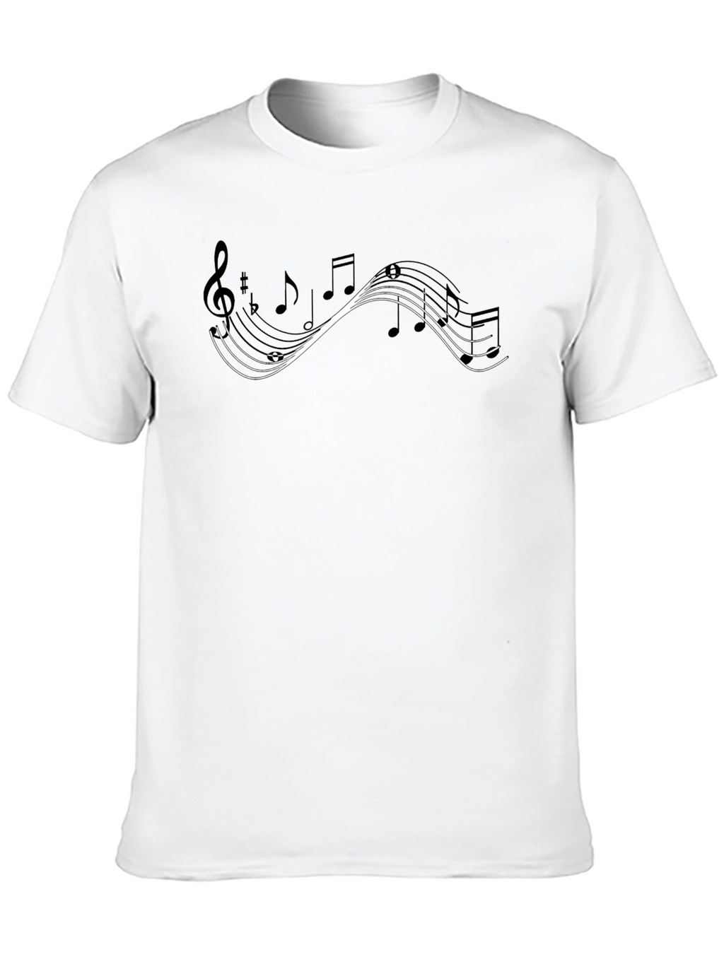 Musical Note Graphic Tee - Black Cotton Casual Shirt