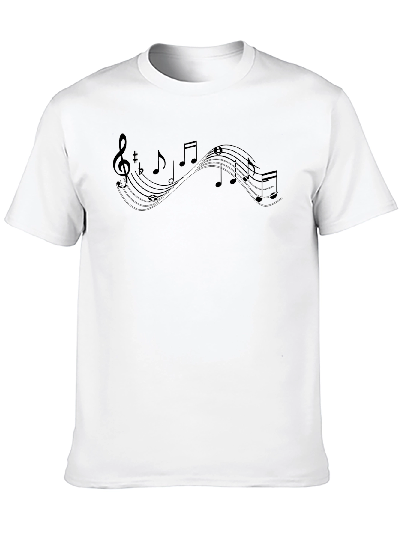 Musical Note Graphic Tee - Black Cotton Casual Shirt