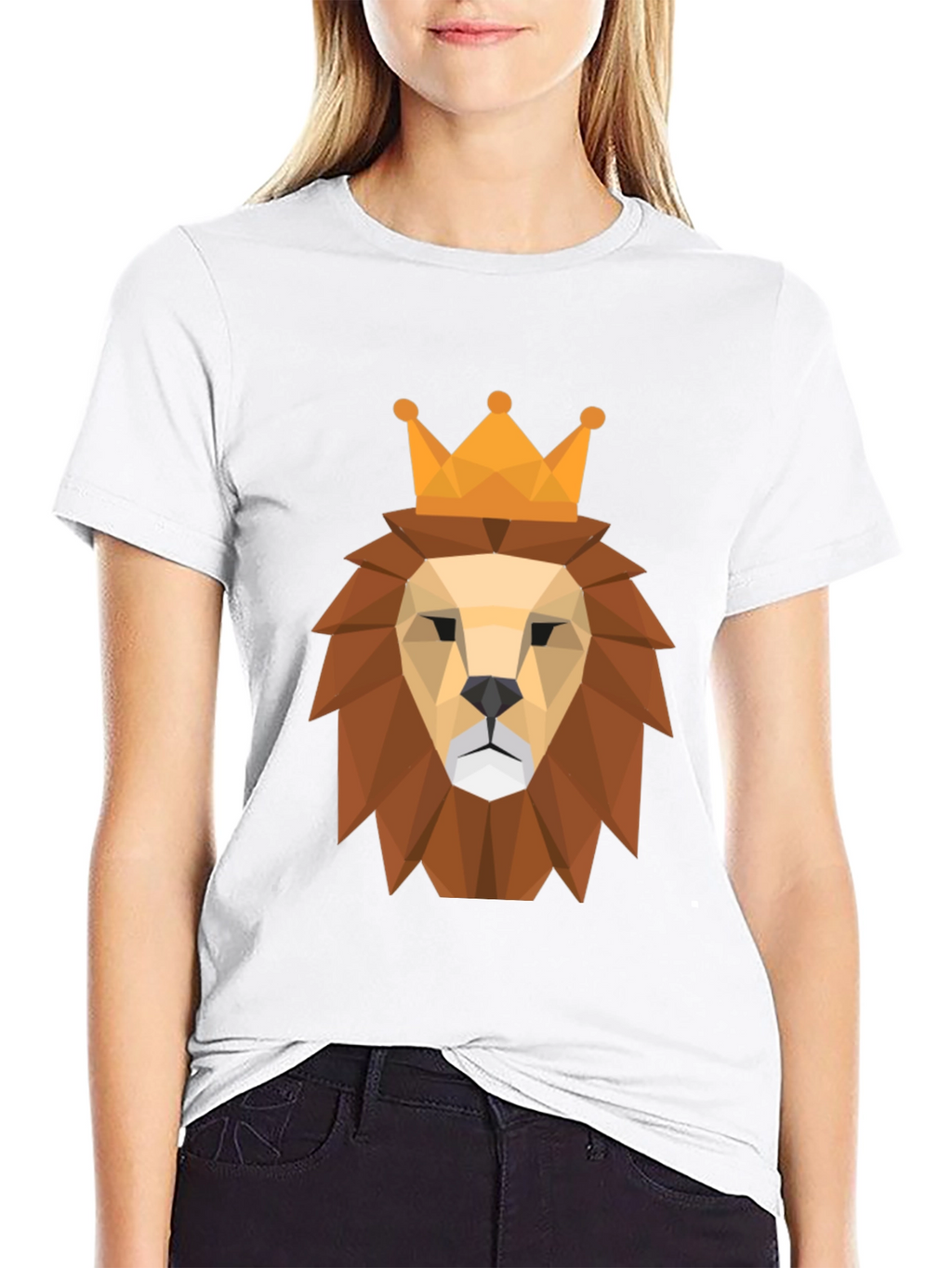 Geometric Lion King Graphic Tee - Modern Style