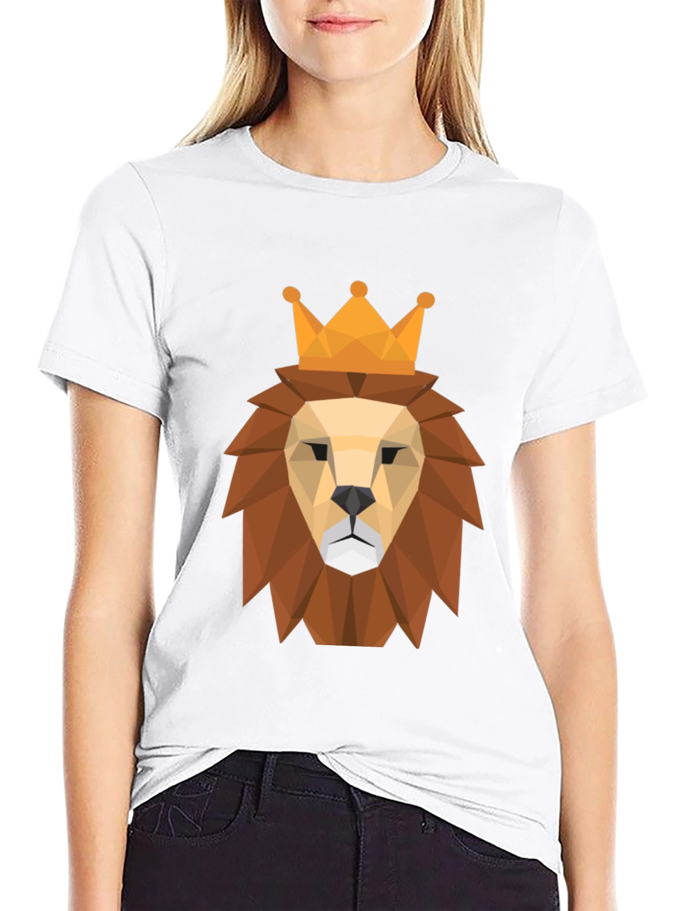Geometric Lion King Graphic Tee - Modern Style