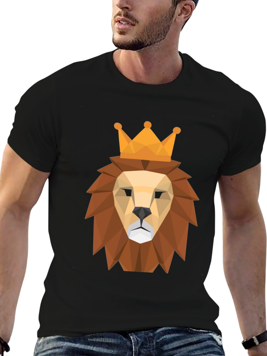 Geometric Lion King Graphic Tee - Modern Style