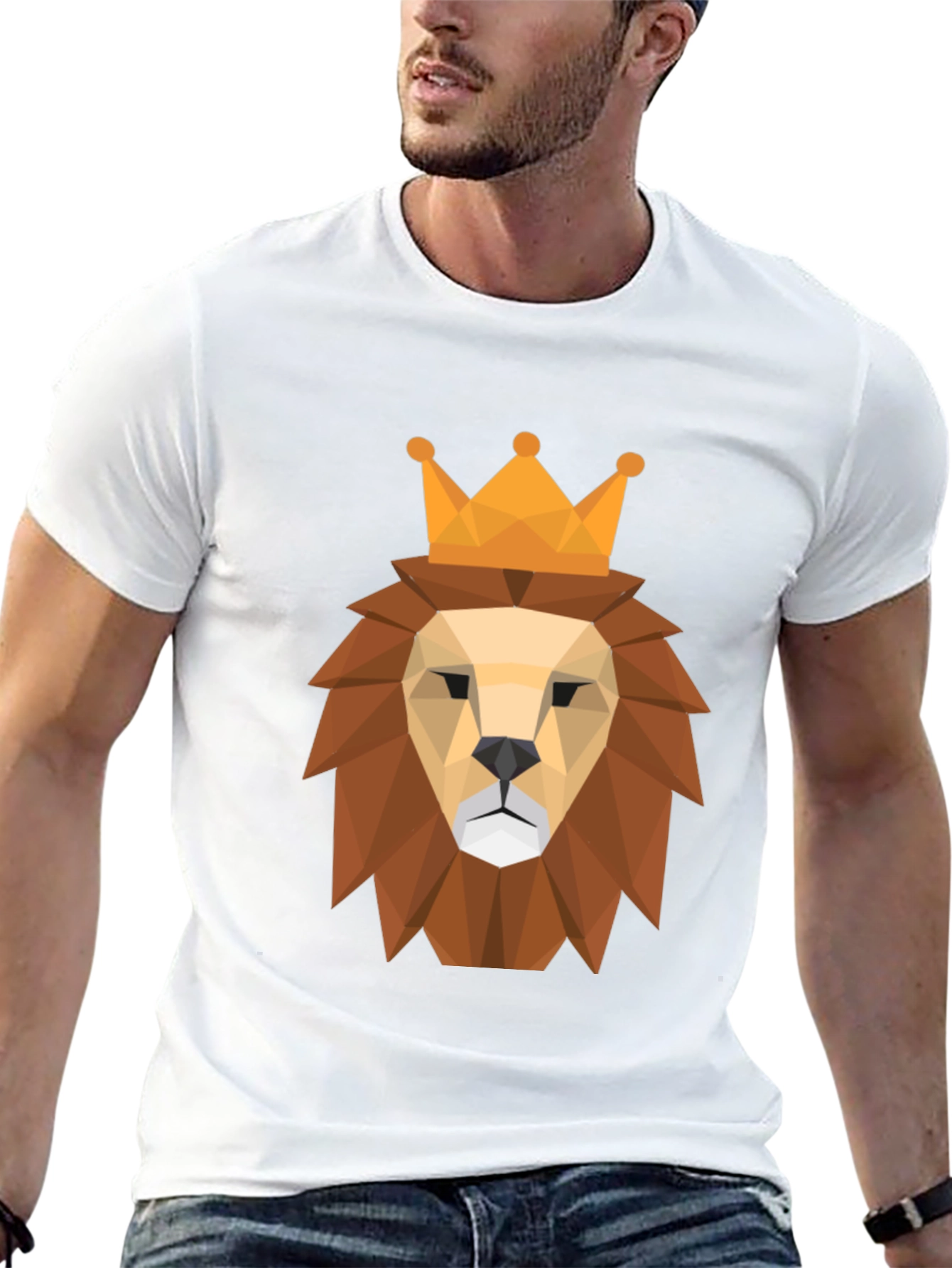 Geometric Lion King Graphic Tee - Modern Style