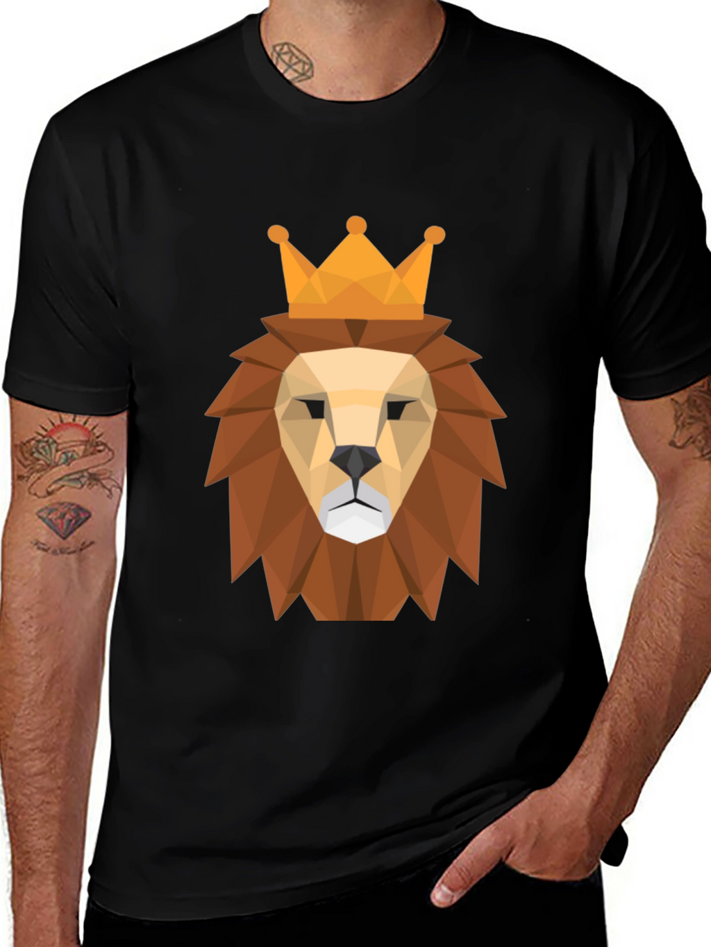 Geometric Lion King Graphic Tee - Modern Style