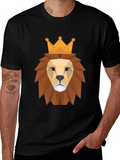 Geometric Lion King Graphic Tee - Modern Style