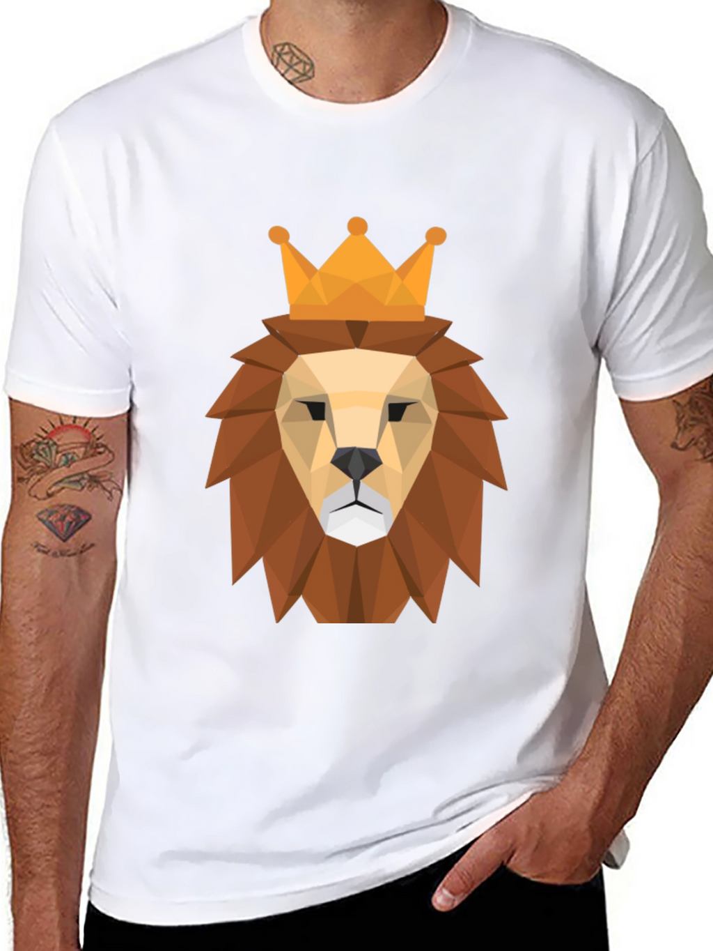 Geometric Lion King Graphic Tee - Modern Style