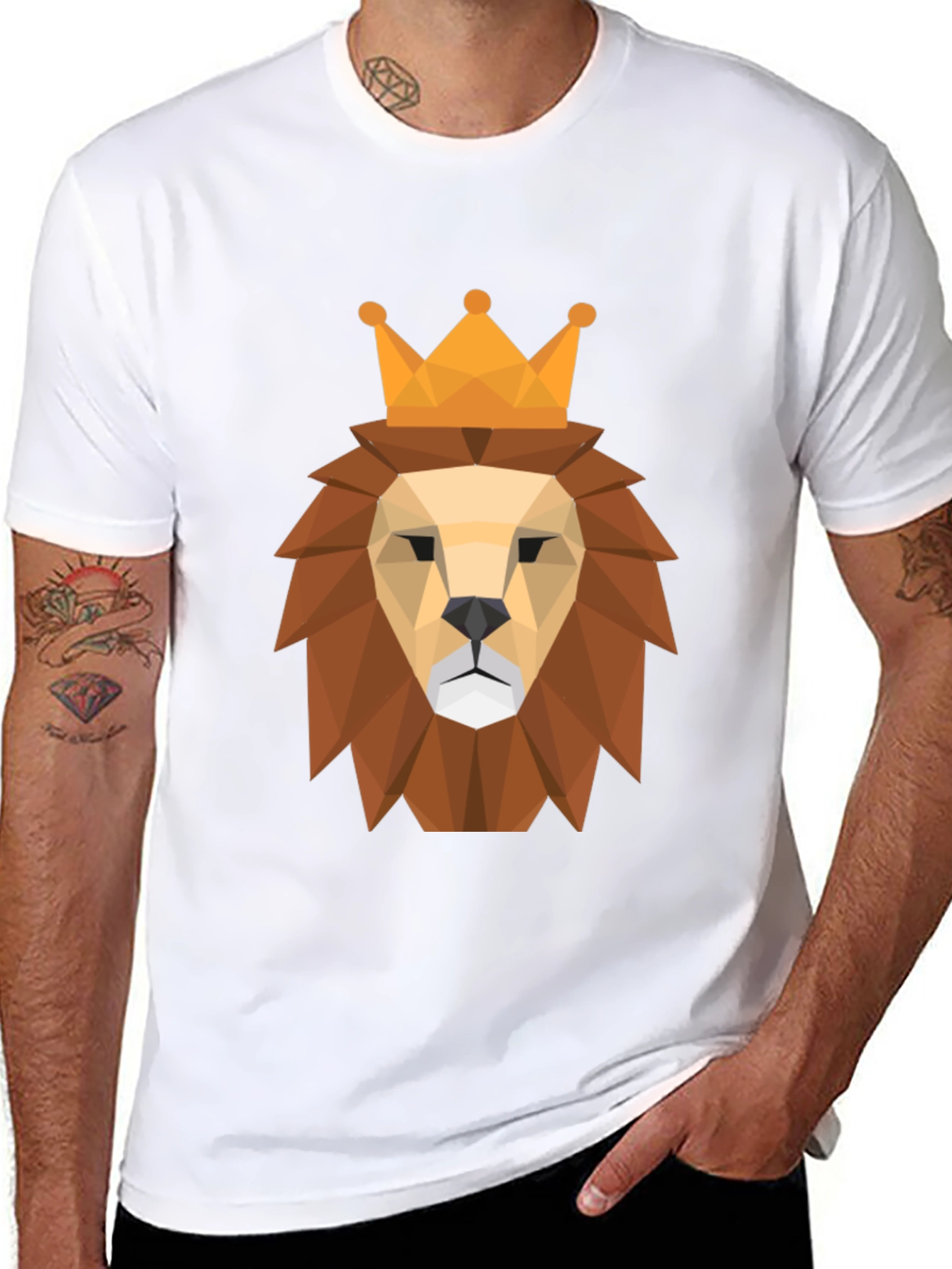 Geometric Lion King Graphic Tee - Modern Style