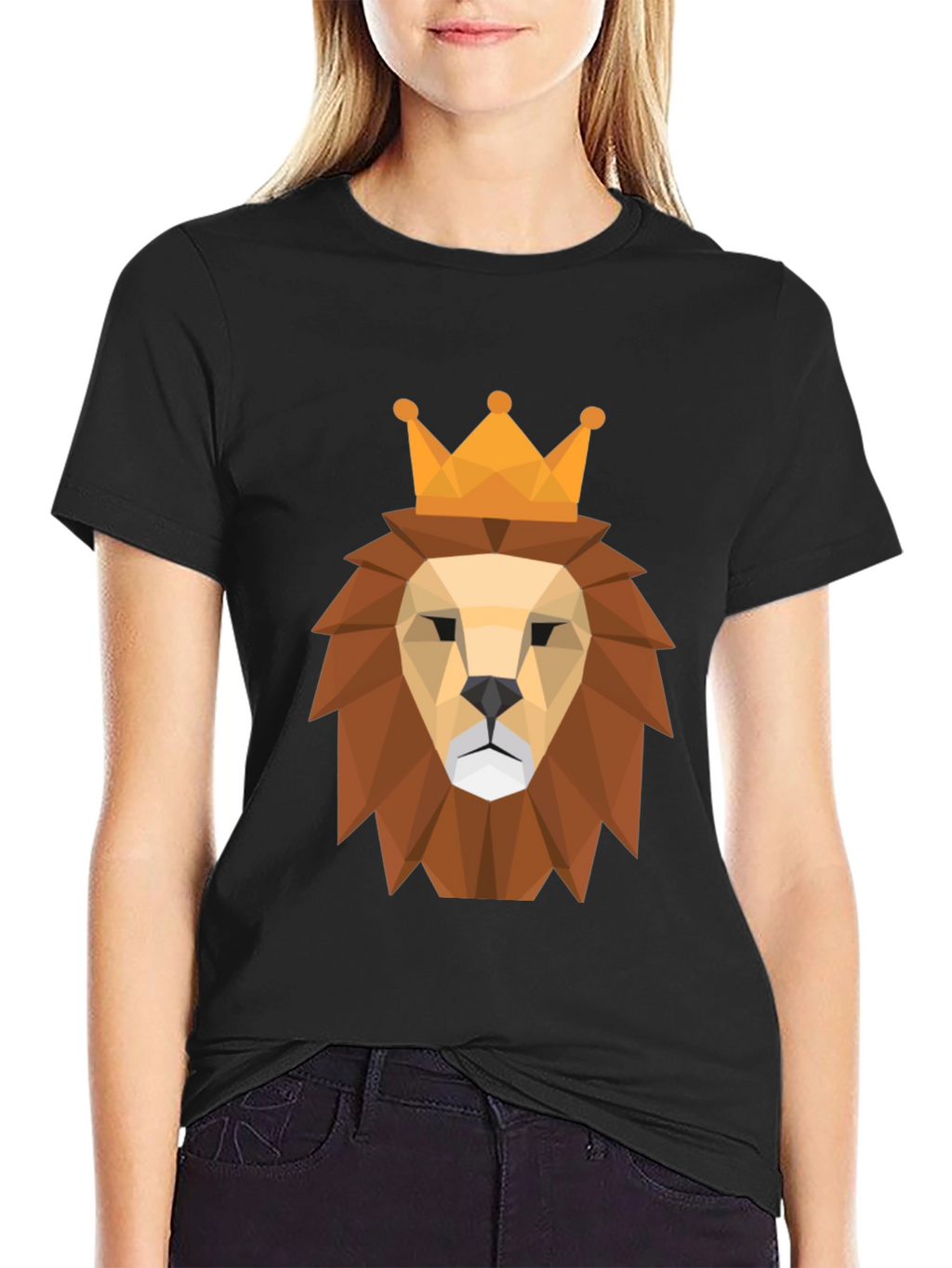 Geometric Lion King Graphic Tee - Modern Style
