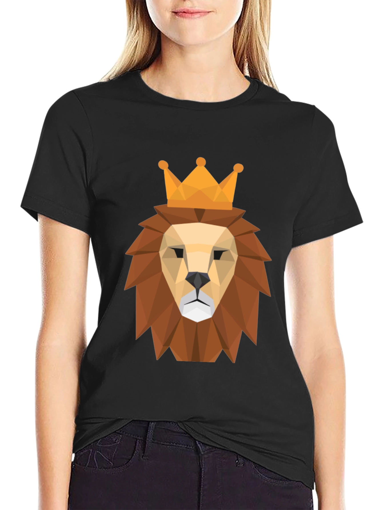 Geometric Lion King Graphic Tee - Modern Style