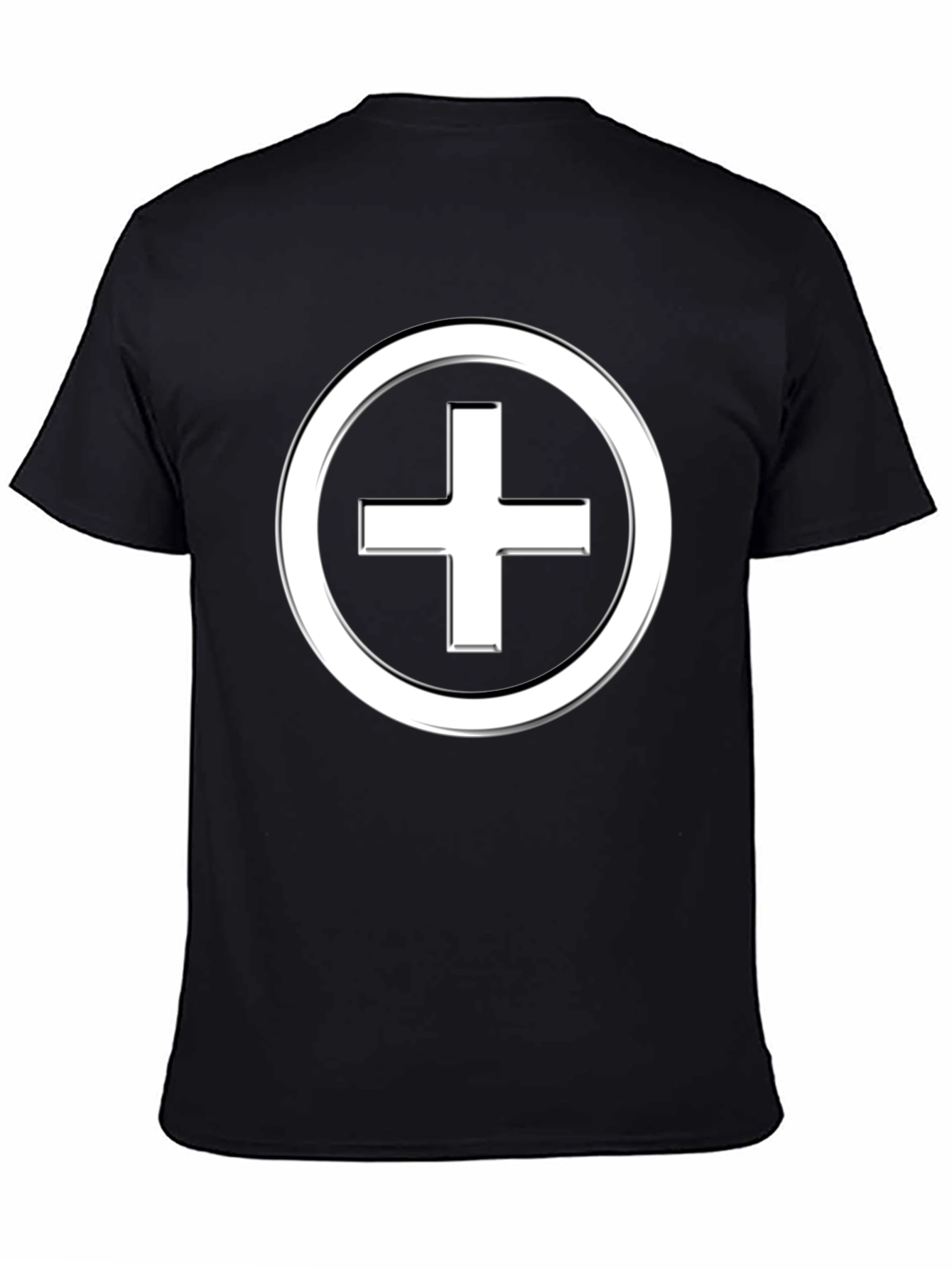Minimalist Plus Sign T-Shirt - Black Cotton Blend