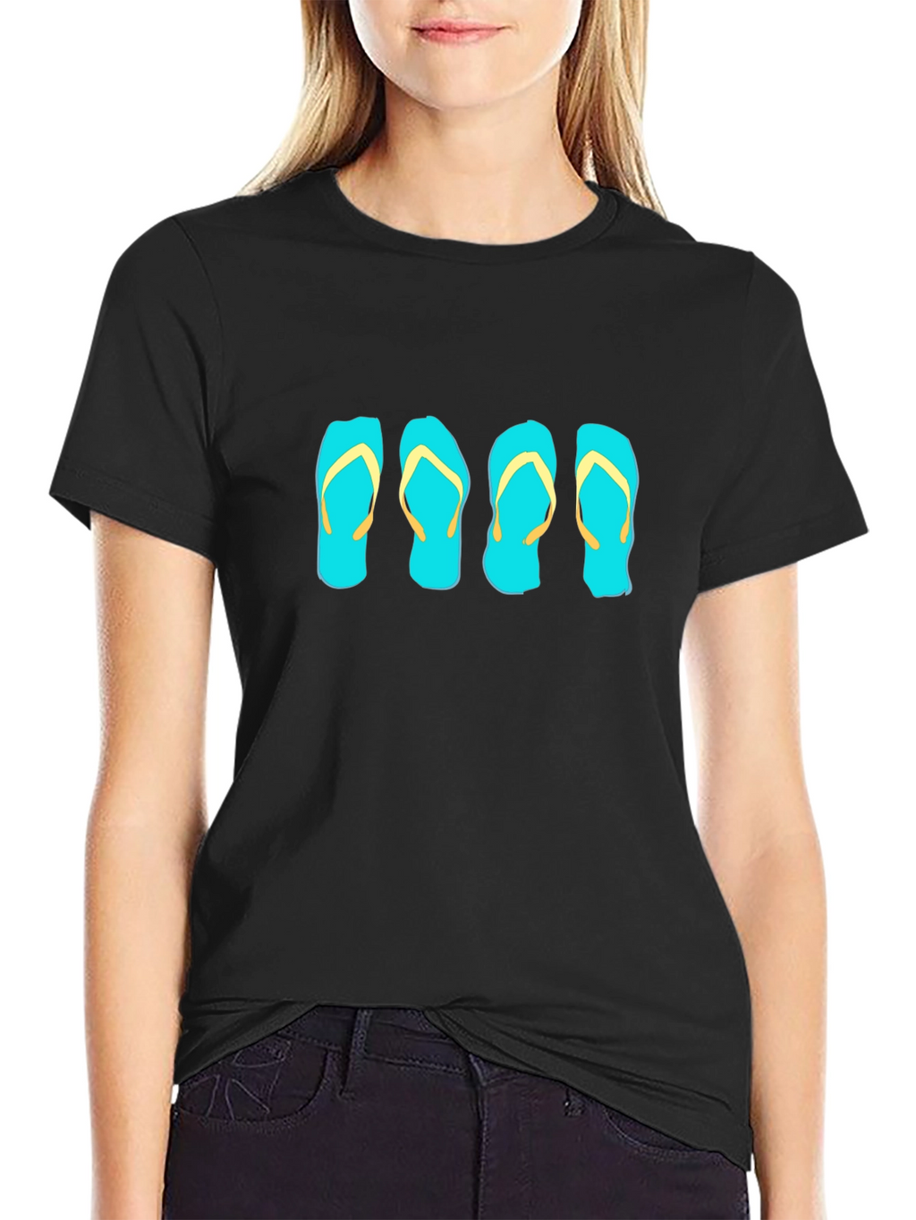 Flip Flop Graphic Tee - Black Cotton T-Shirt