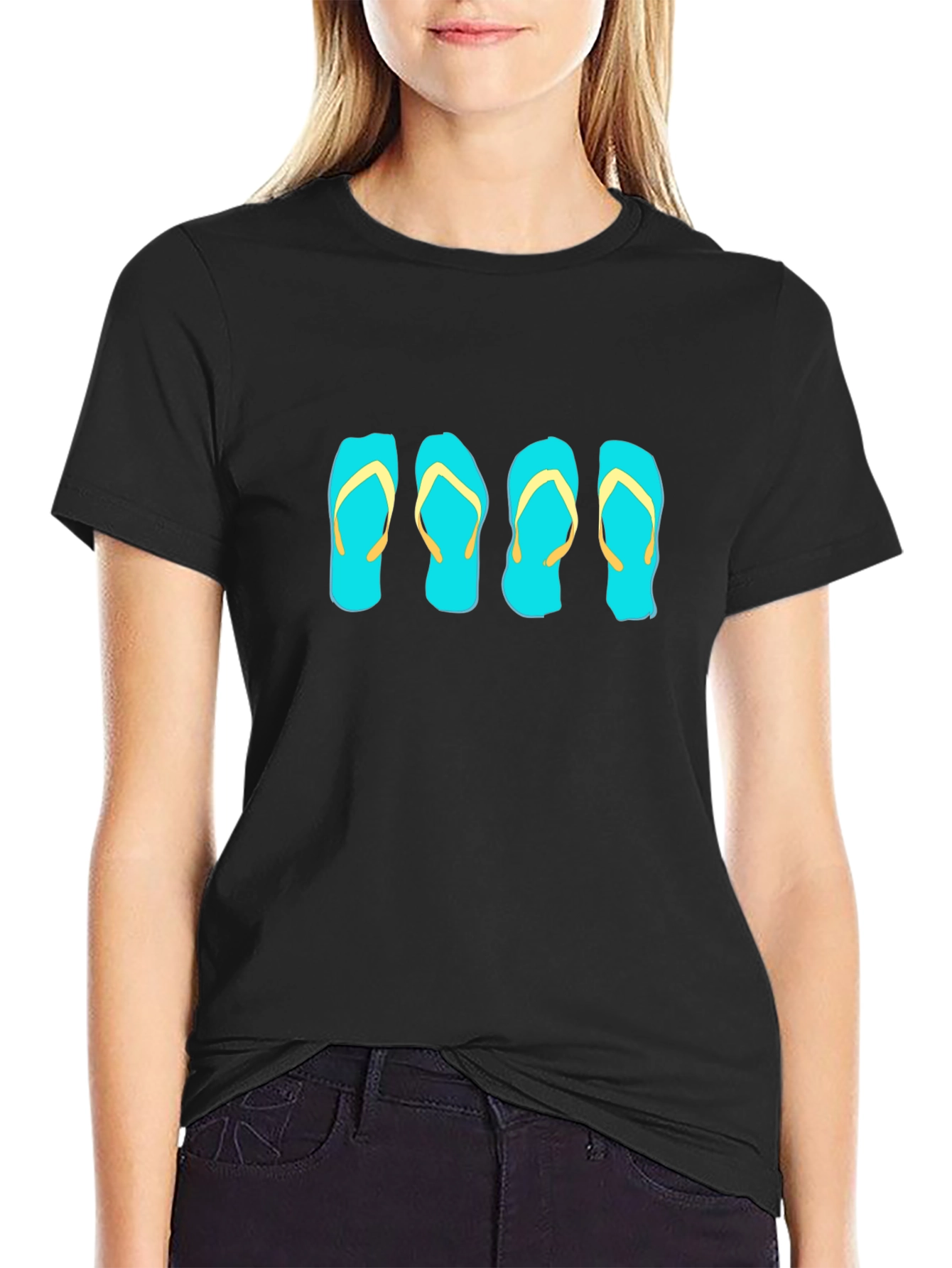 Flip Flop Graphic Tee - Black Cotton T-Shirt