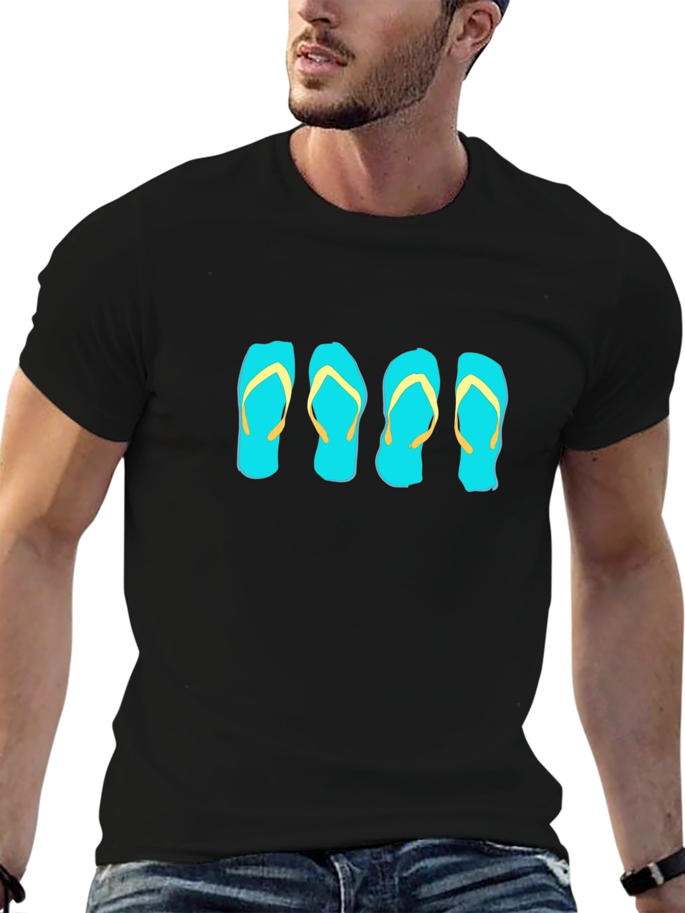 Flip Flop Graphic Tee - Black Cotton T-Shirt