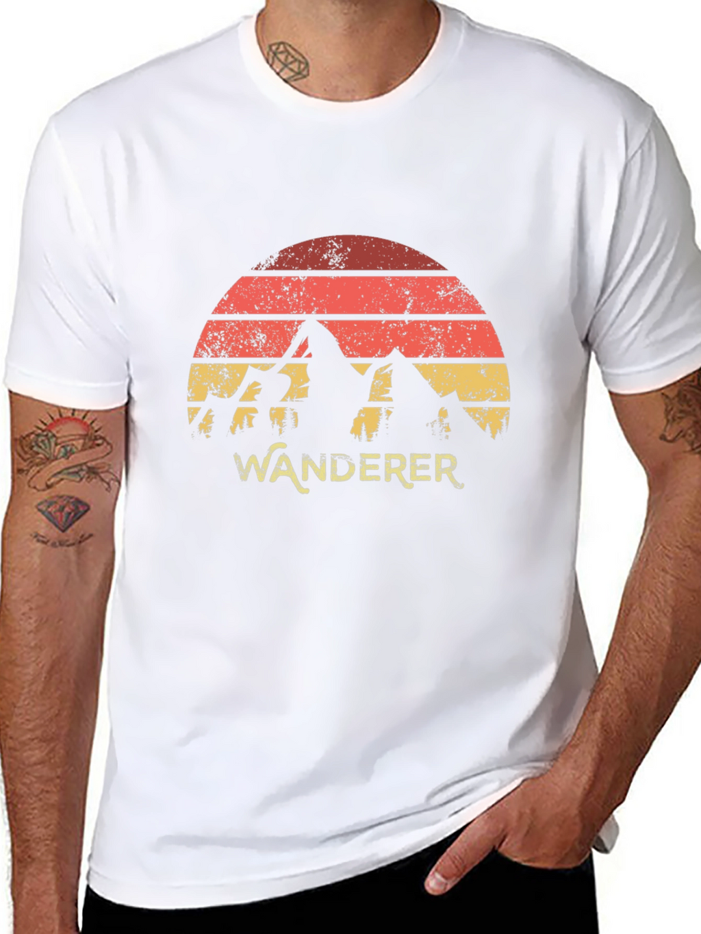 Wanderer Mountain Graphic Tee - Retro Style