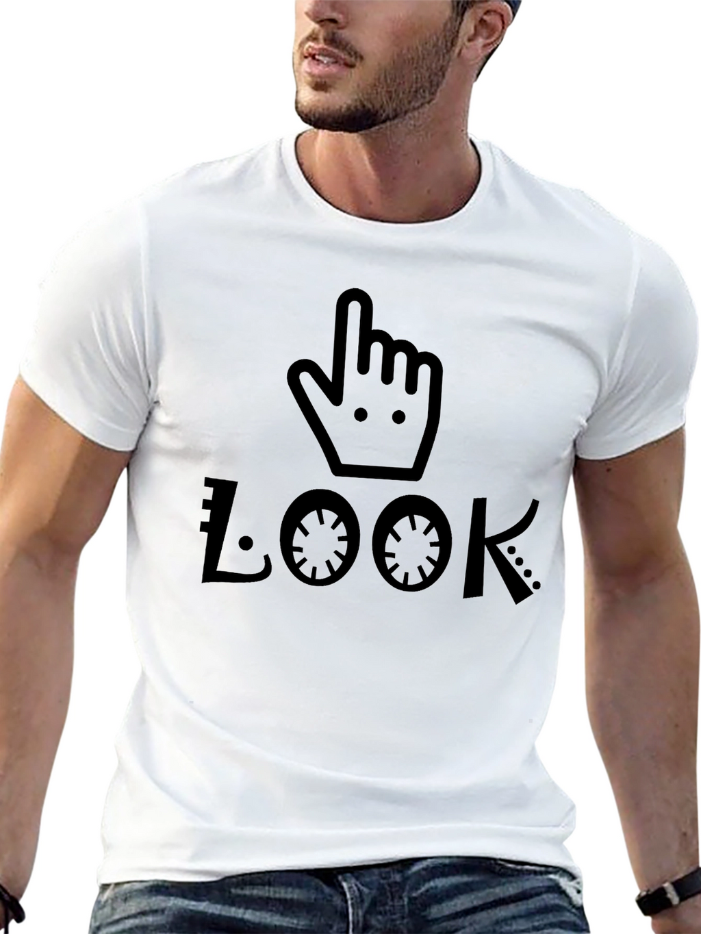 Look Graphic Tee - Trendy Black Cotton T-Shirt