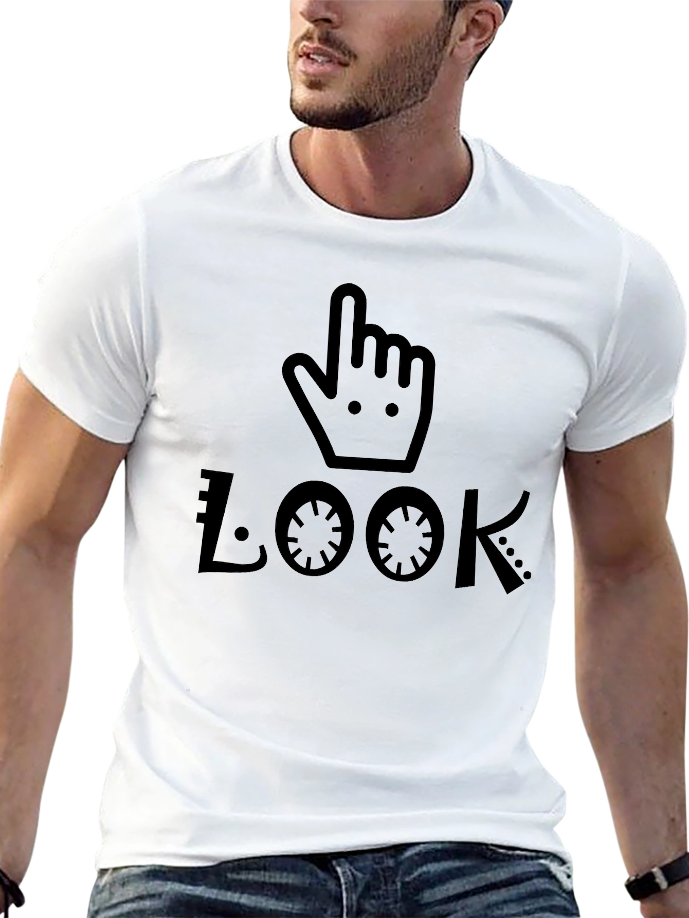 Look Graphic Tee - Trendy Black Cotton T-Shirt