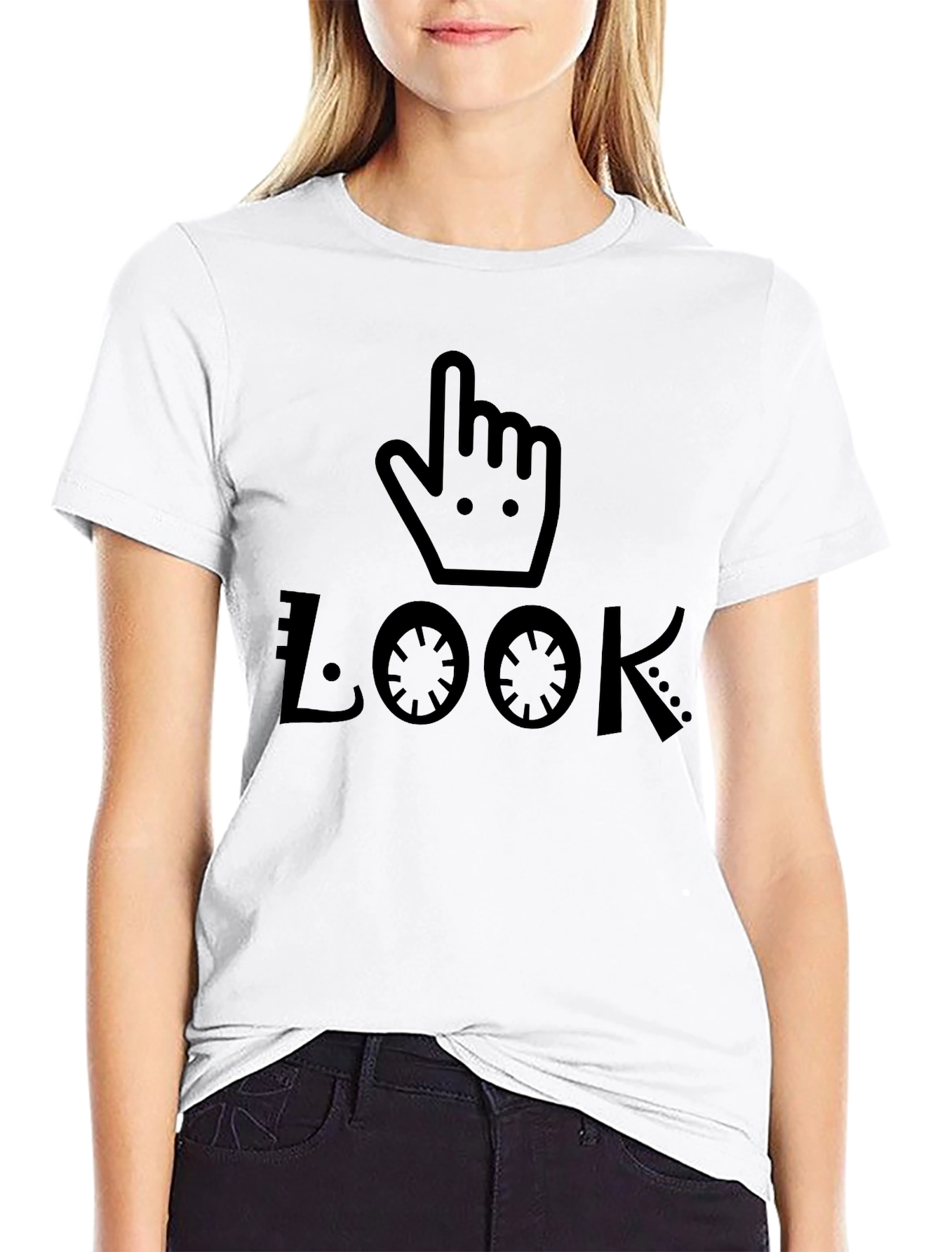 Look Graphic Tee - Trendy Black Cotton T-Shirt