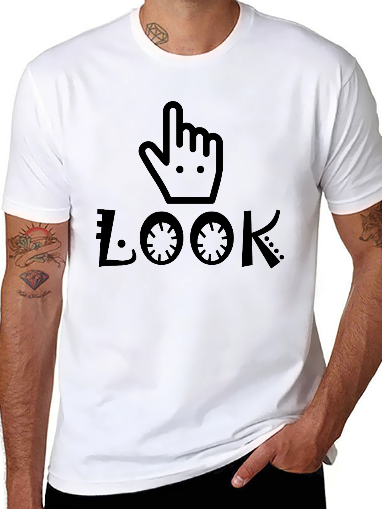 Look Graphic Tee - Trendy Black Cotton T-Shirt