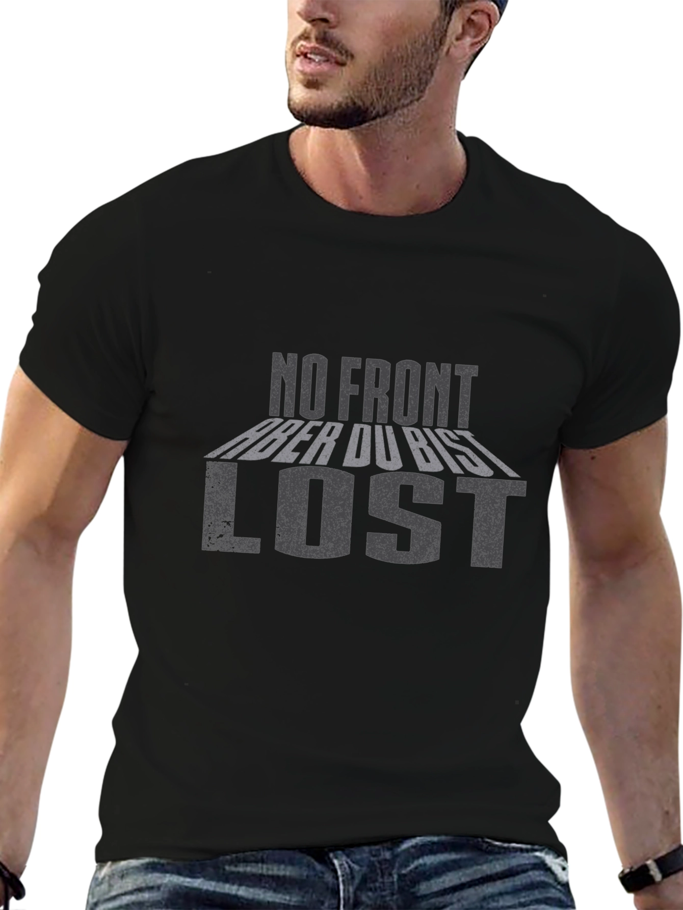 No Front Aber Du Bist Lost Black T-Shirt