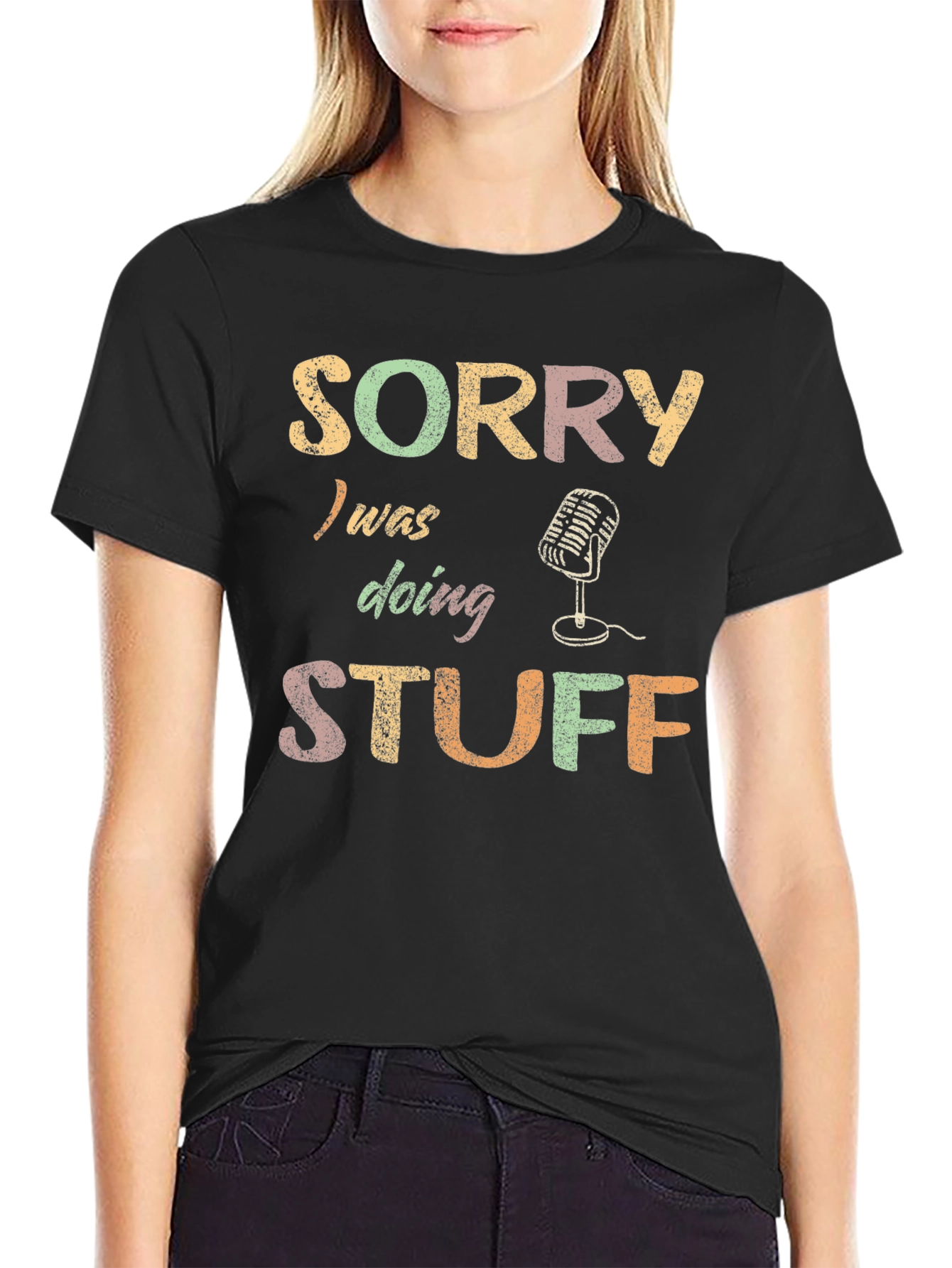 Sorry Doing Stuff T-Shirt - Podcast Mic Design