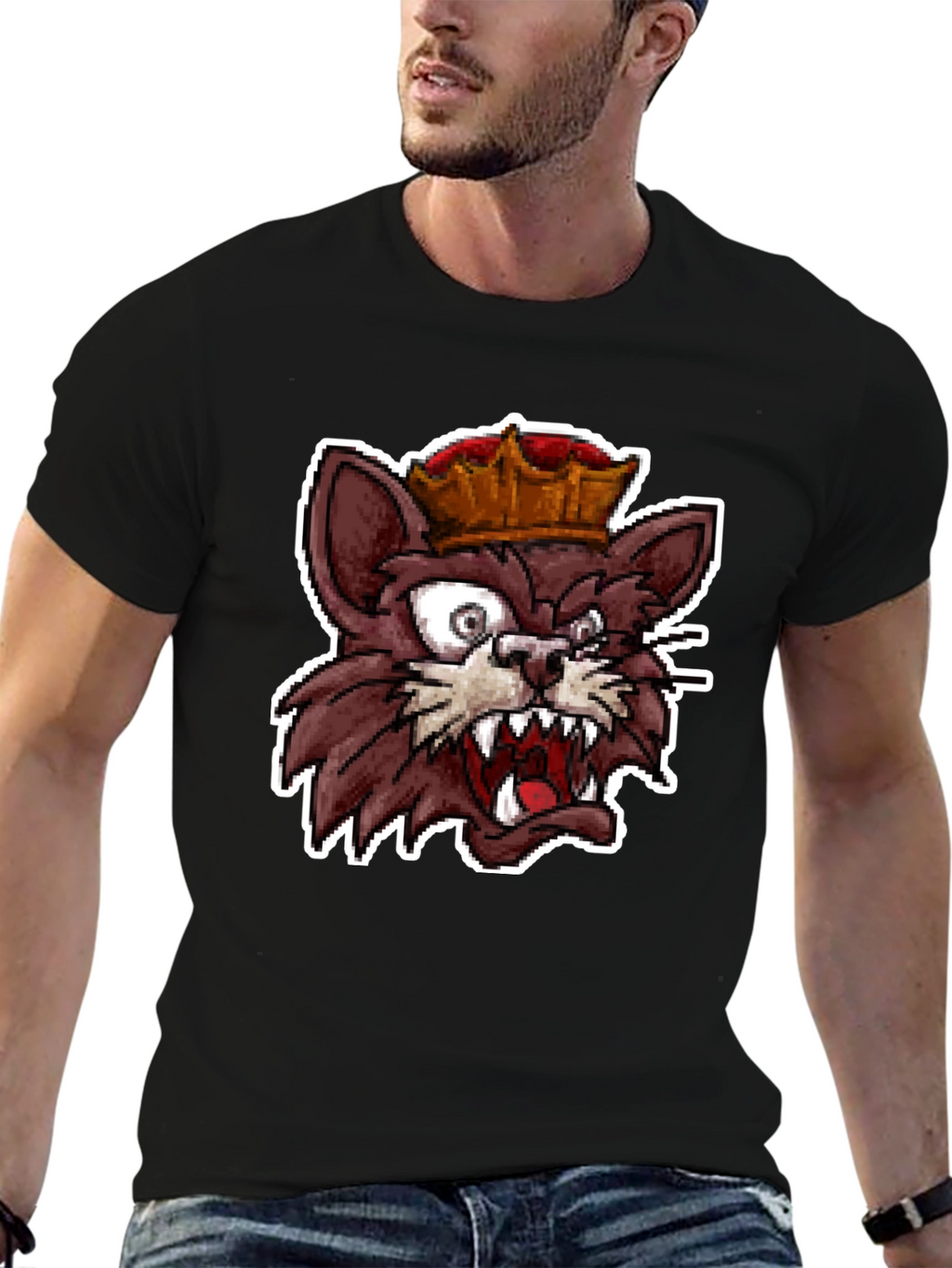 King Cat Graphic T-Shirt - Black