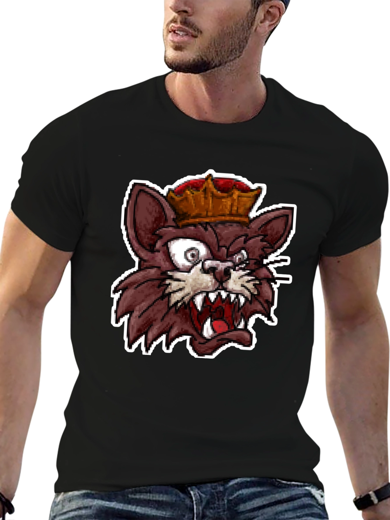 King Cat Graphic T-Shirt - Black