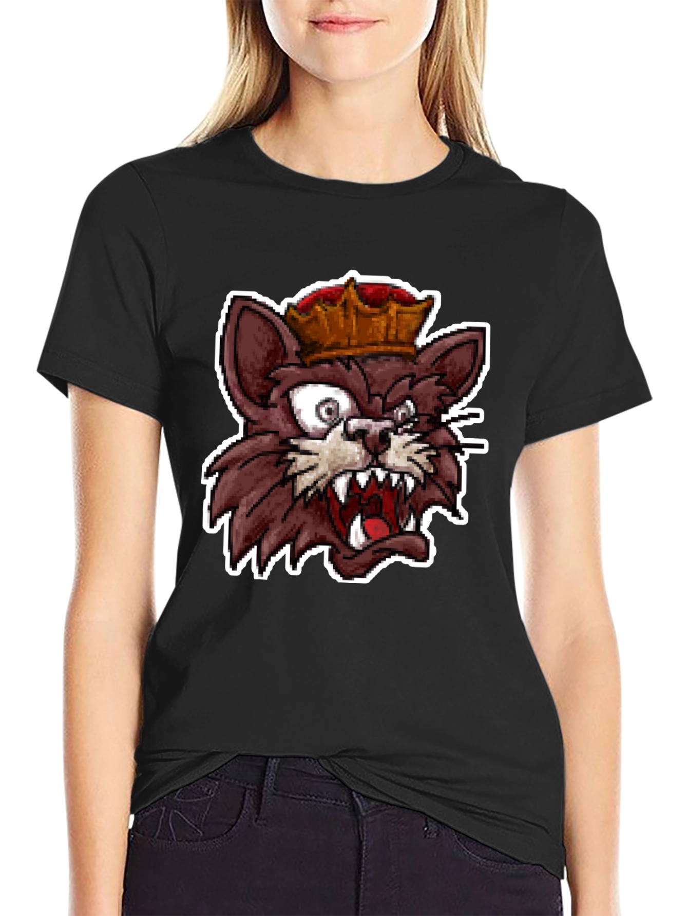 King Cat Graphic T-Shirt - Black