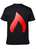 Mens Black T-Shirt with Red Flame Design