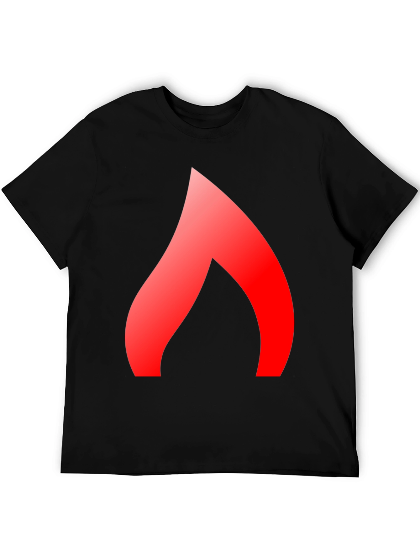 Mens Black T-Shirt with Red Flame Design