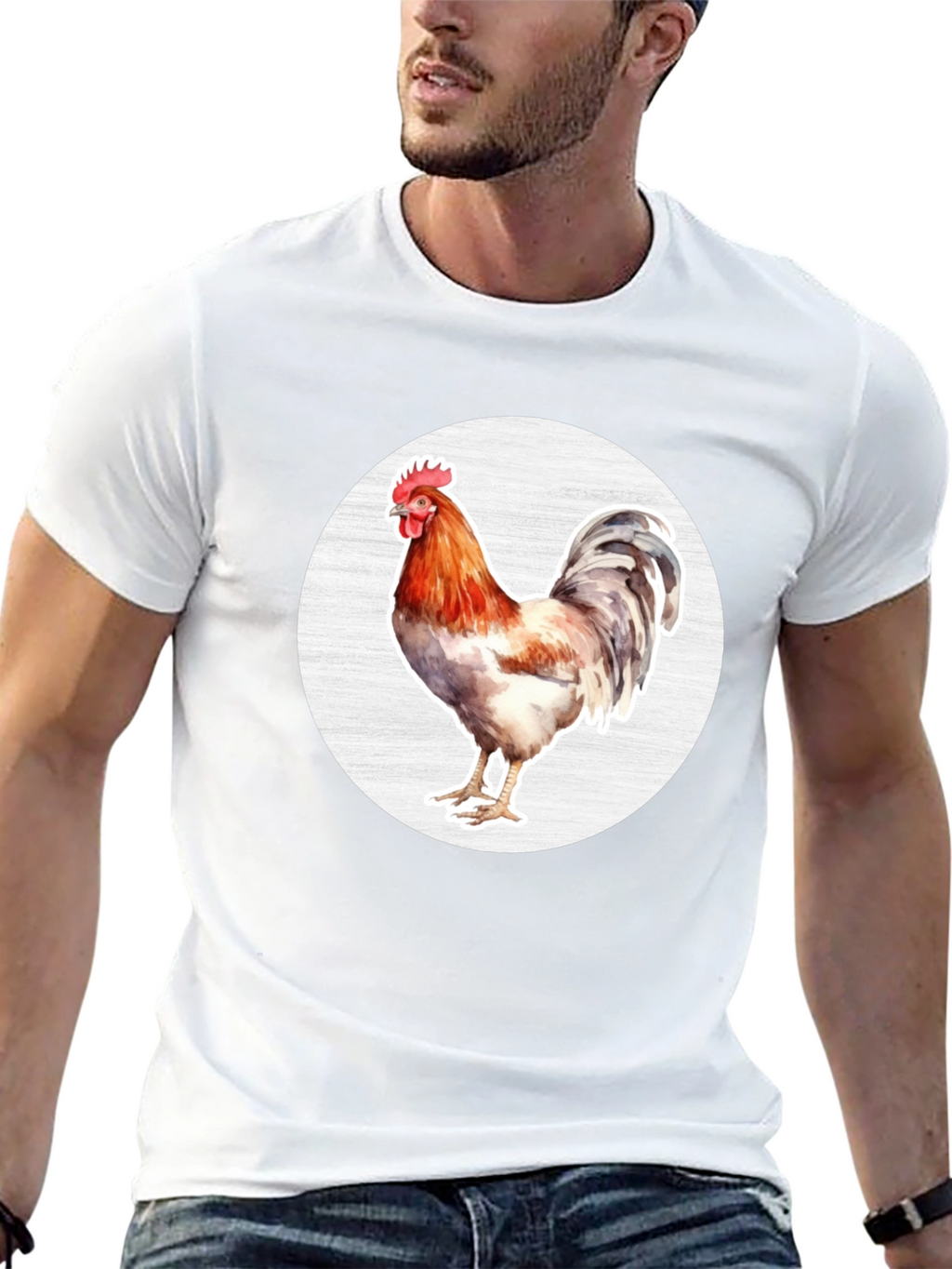 Rooster Graphic T-Shirt - Black Cotton Tee