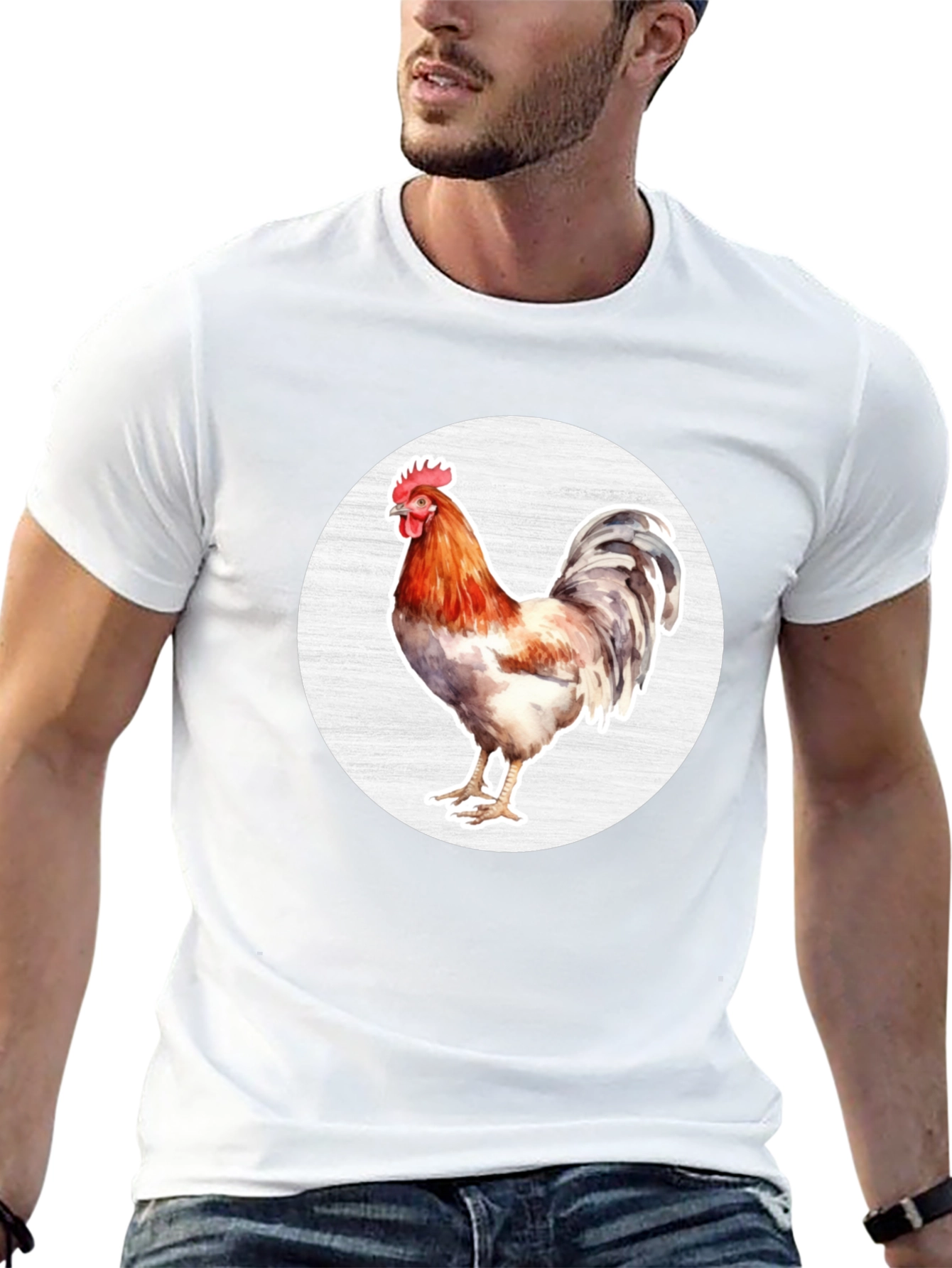 Rooster Graphic T-Shirt - Black Cotton Tee